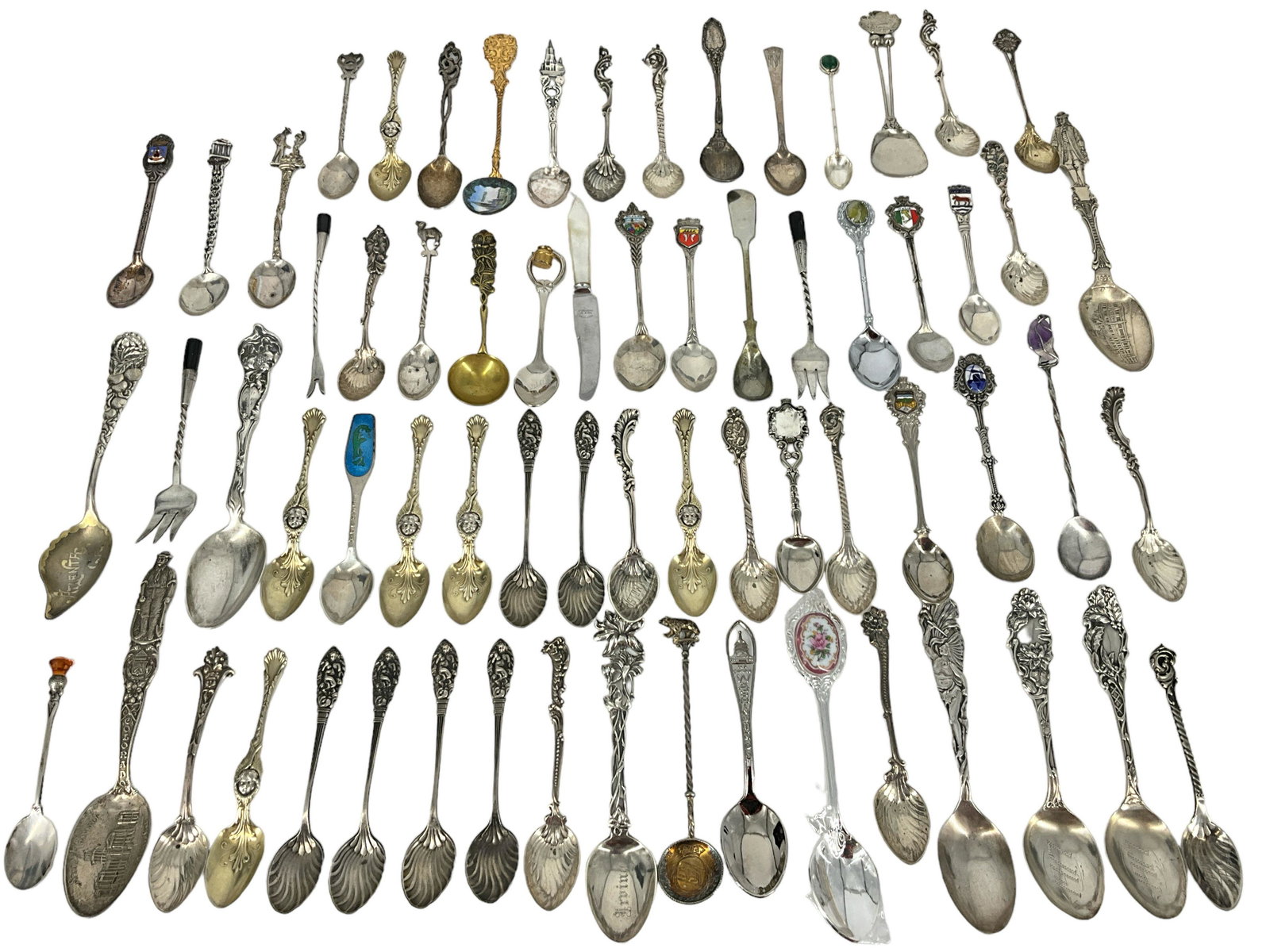 Lot of Sterling Silver, Coin Silver, and Silver Plate Flatware including Spoons (1 of 10)