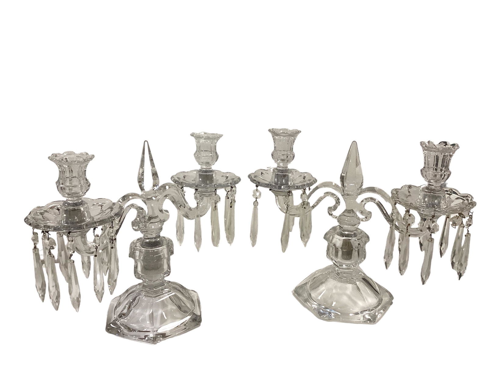 Pair Heisey #301 Old Williamsburg Short Base Two-Lite Candelabra (1 of 1)