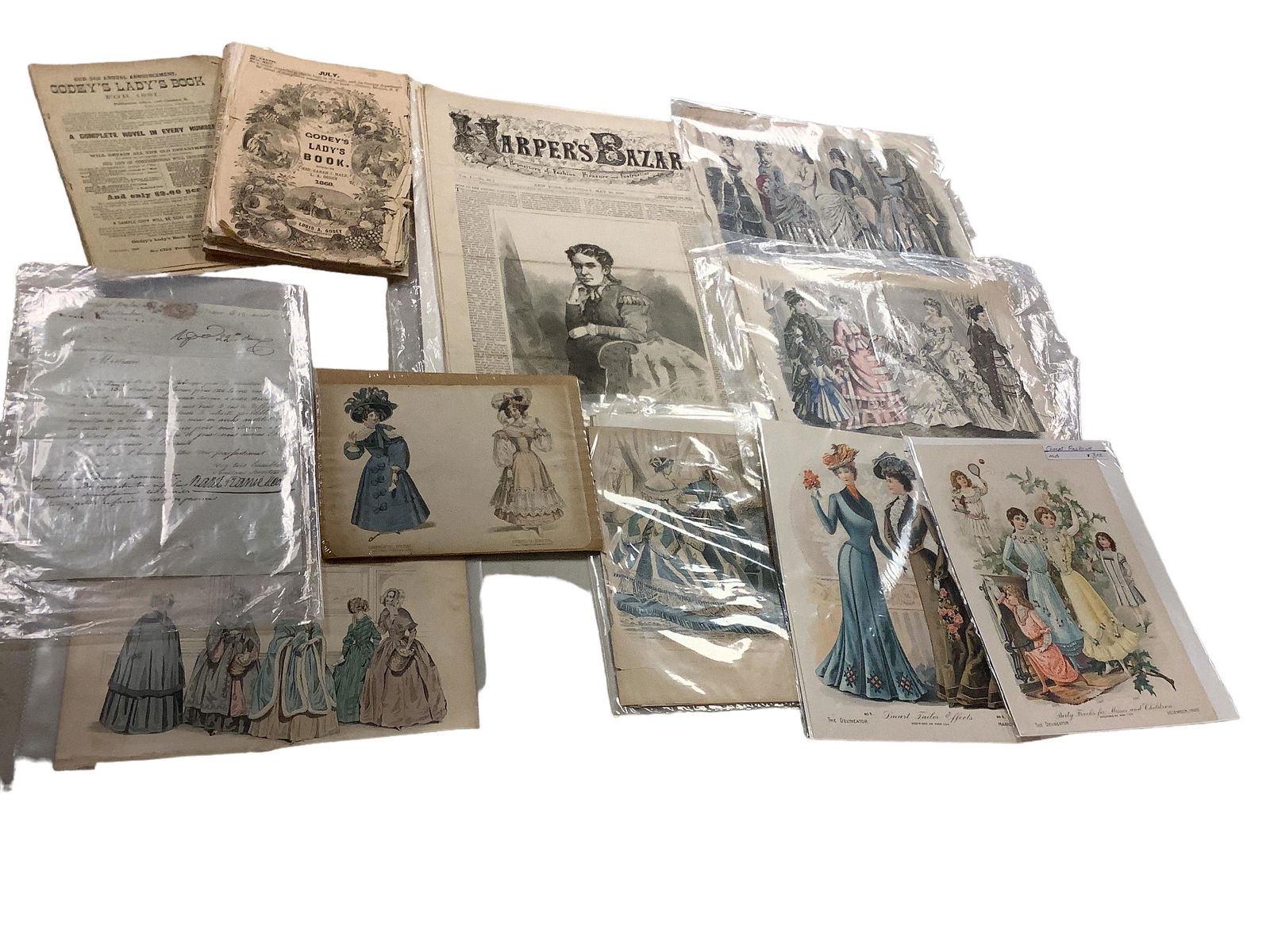 Fashion Sketches and Magazines 1830s - 1901 Plus French Letter dated 1784 (1 of 2)
