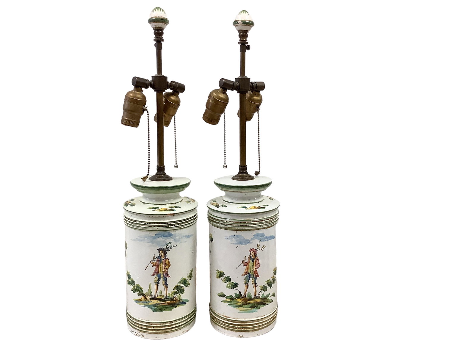 Pair of Handpainted Porcelain Lamps: Pair of Handpainted Porcelain Lamps 24îH
