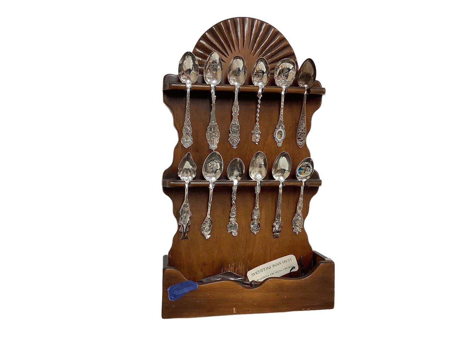 Souvenir Collector Spoons in Wooden Display Rack (1 of 2)