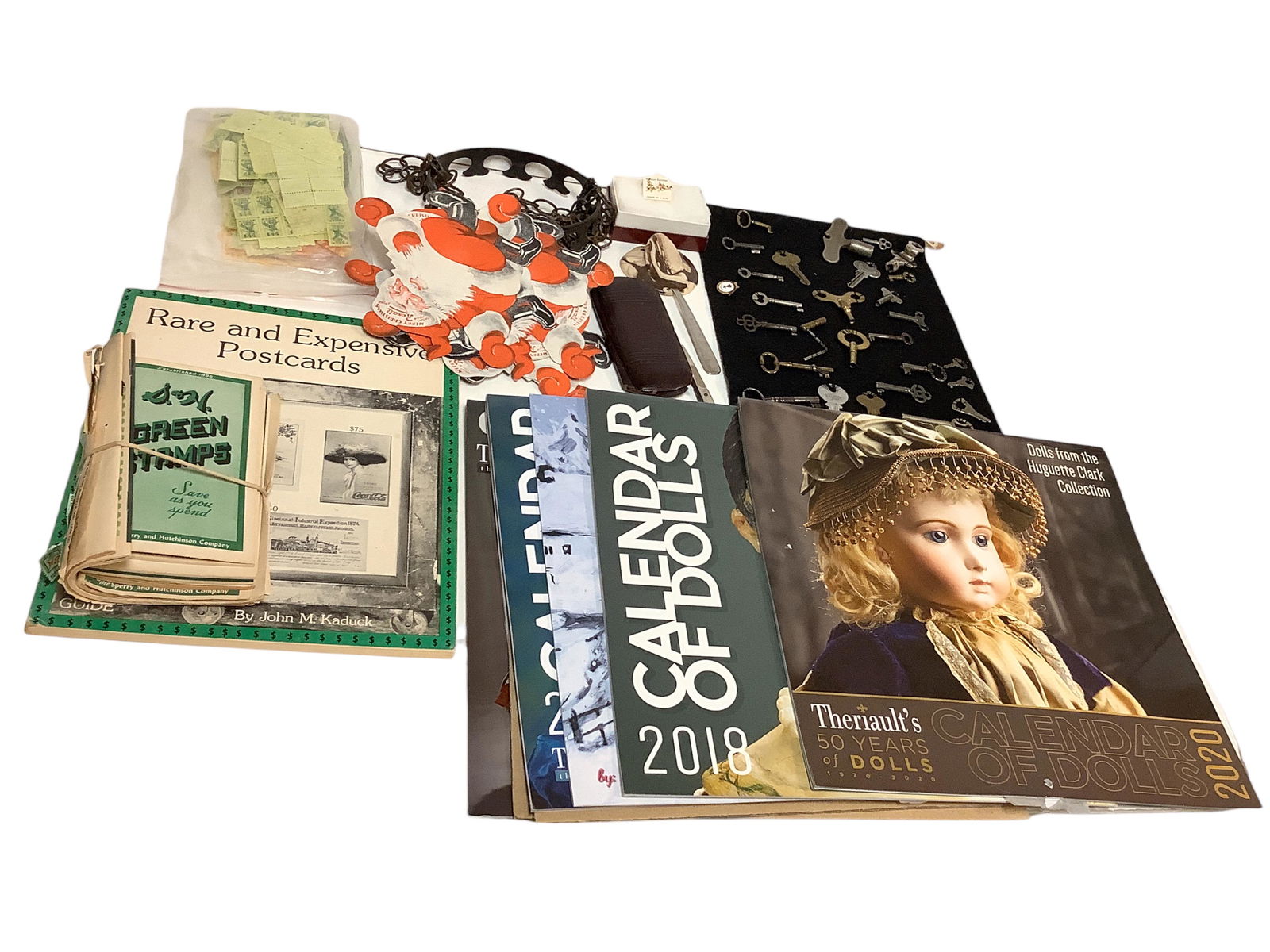 Miscellaneous Group of Keys, Doll Calendars, Metal Chain Hanger, S&H Green Stamps and other (1 of 1)