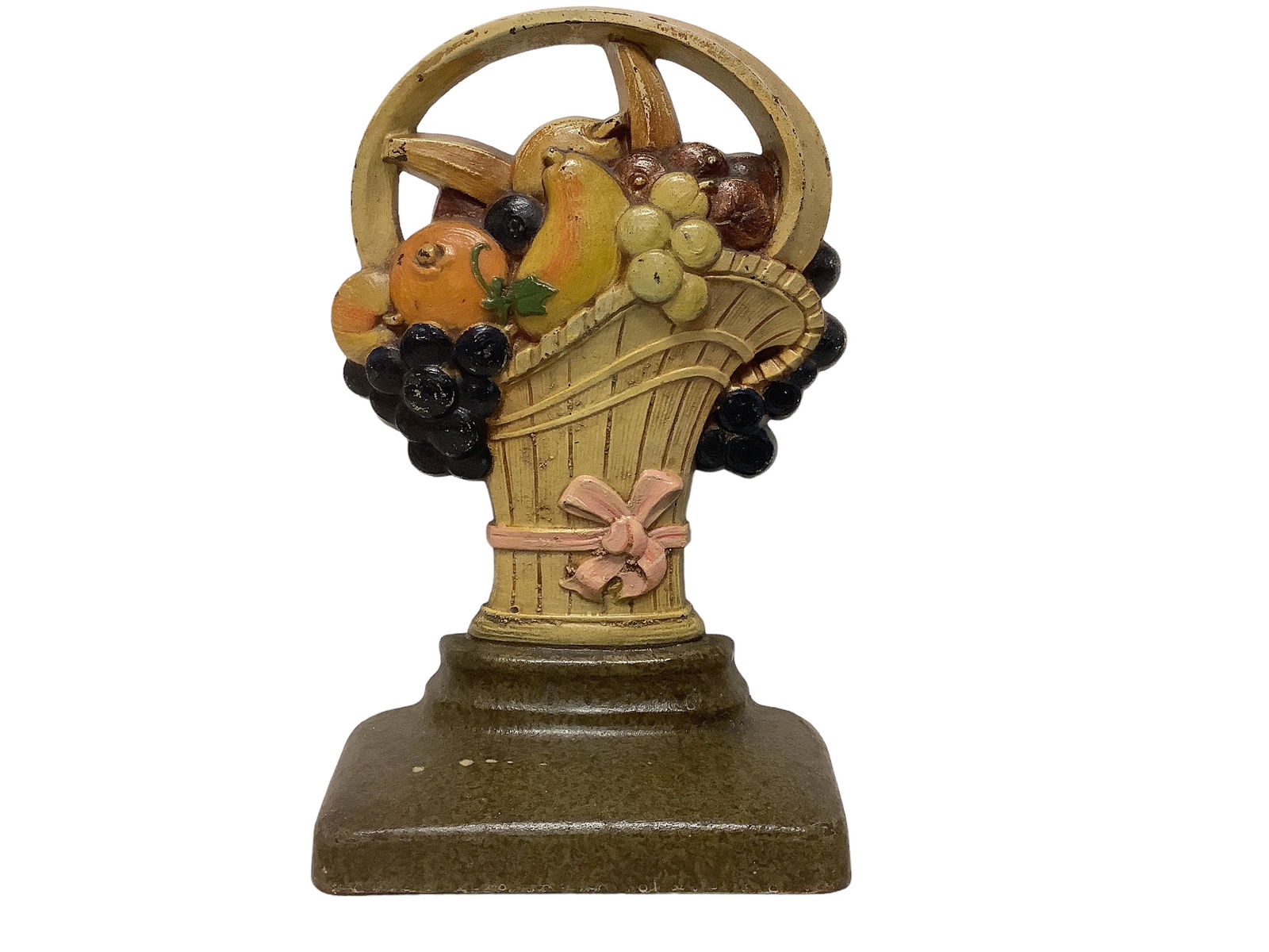 Vintage Cast Iron Fruit Basket Doorstop (1 of 1)