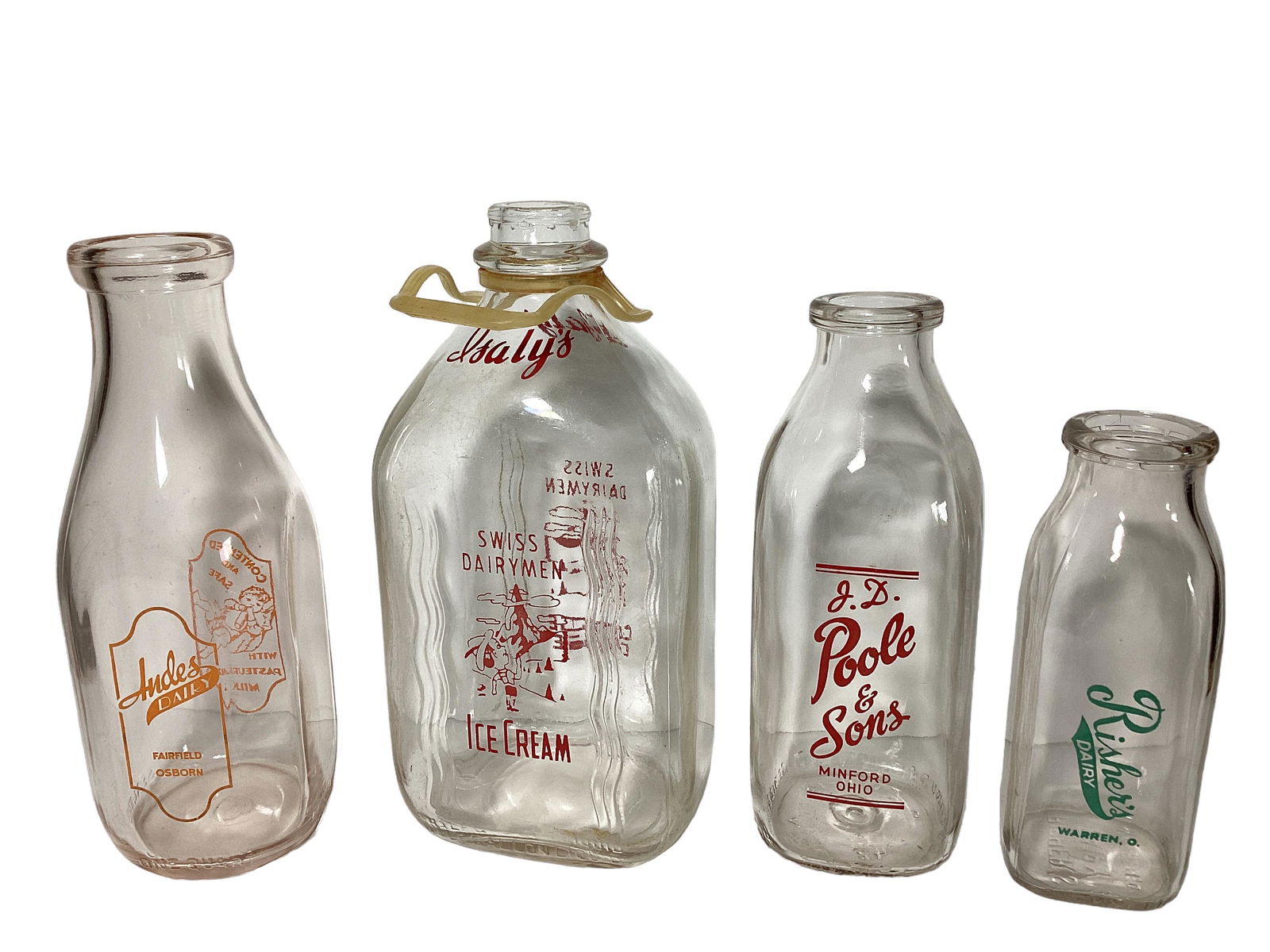 4 Glass Milk Bottles (1 of 3)