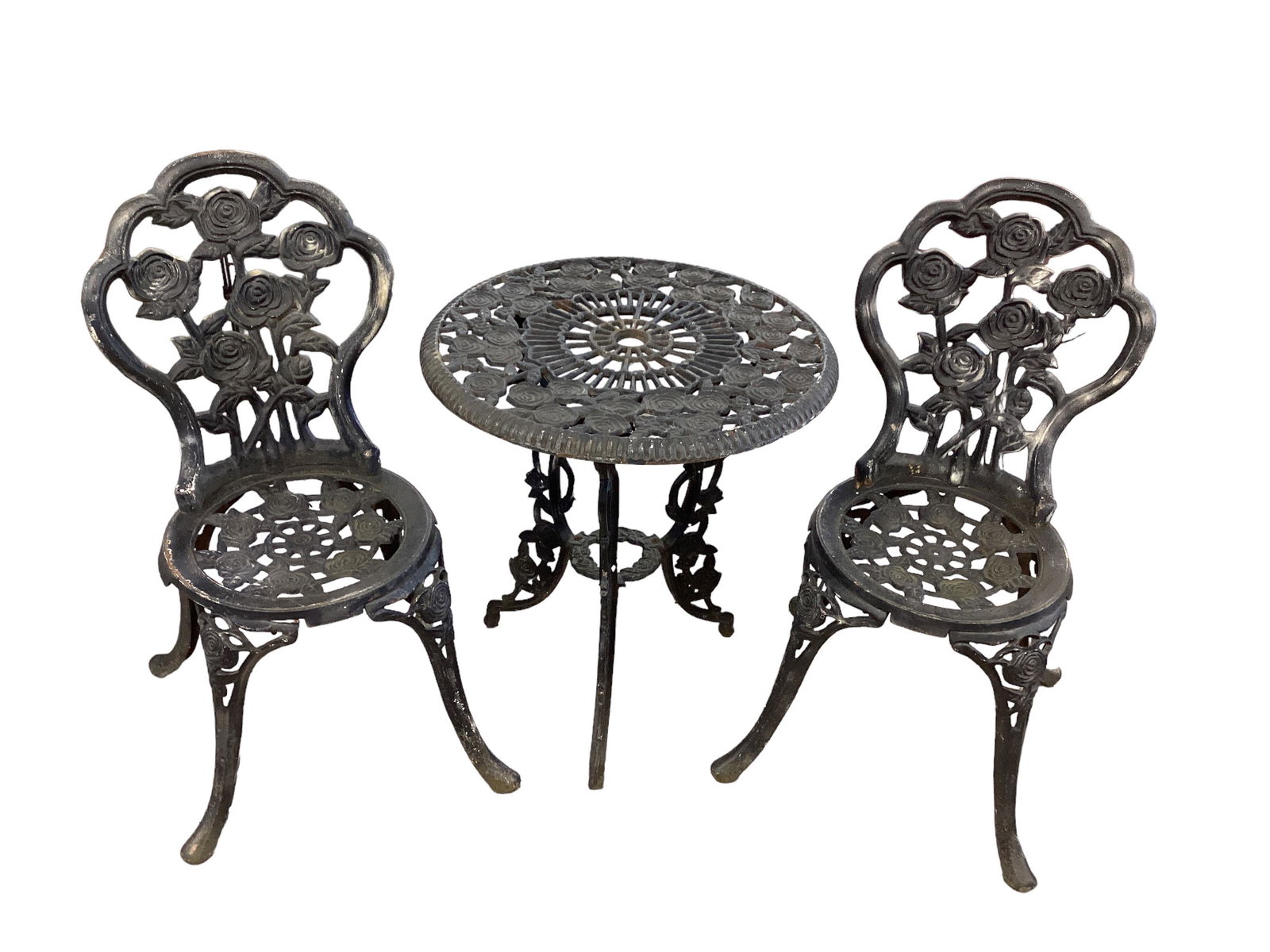 3 Piece Black Cast Iron Patio Table & Chairs (1 of 1)