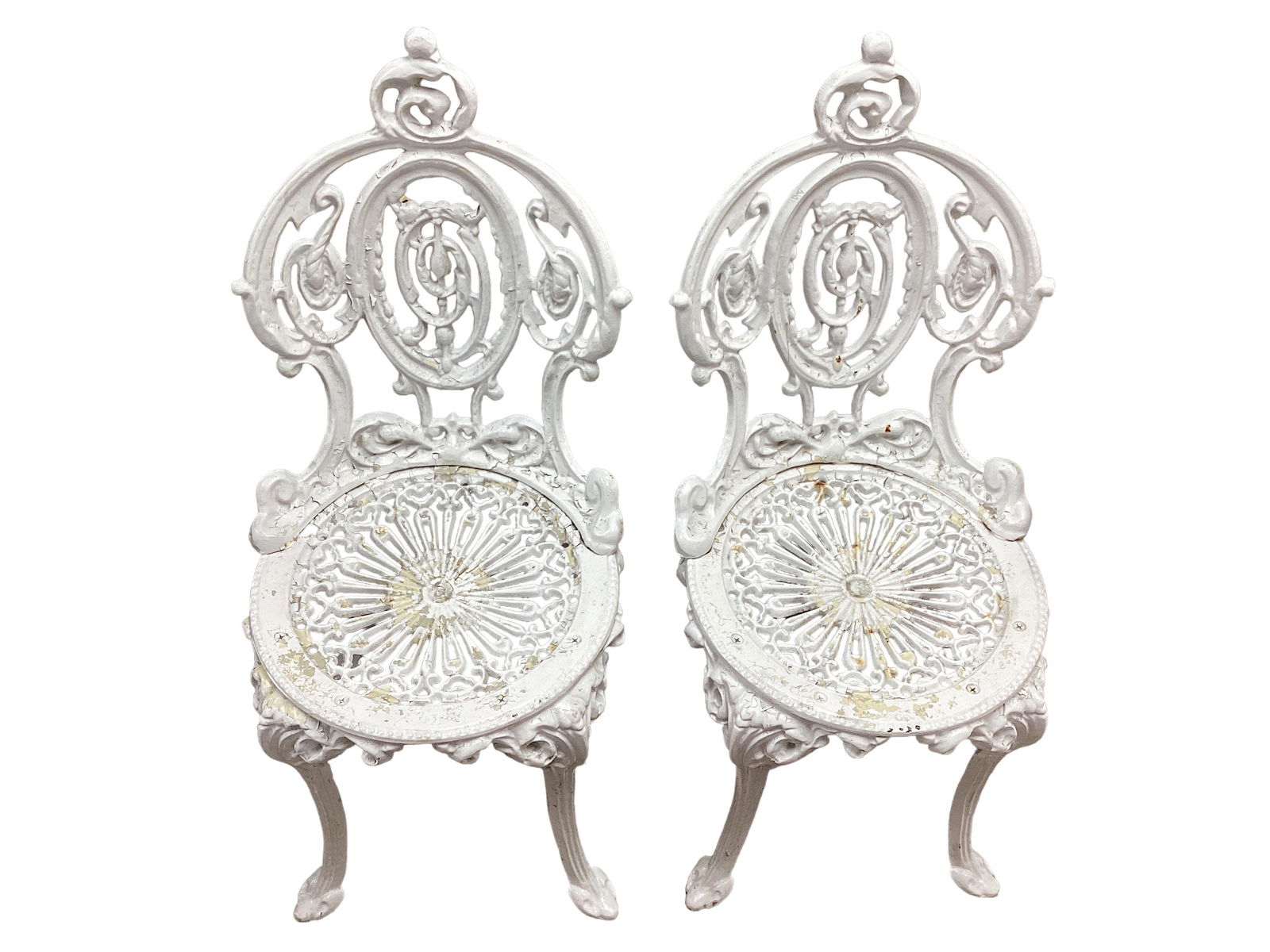 Pair of Cameo Back Cast Iron Garden Chairs (1 of 1)