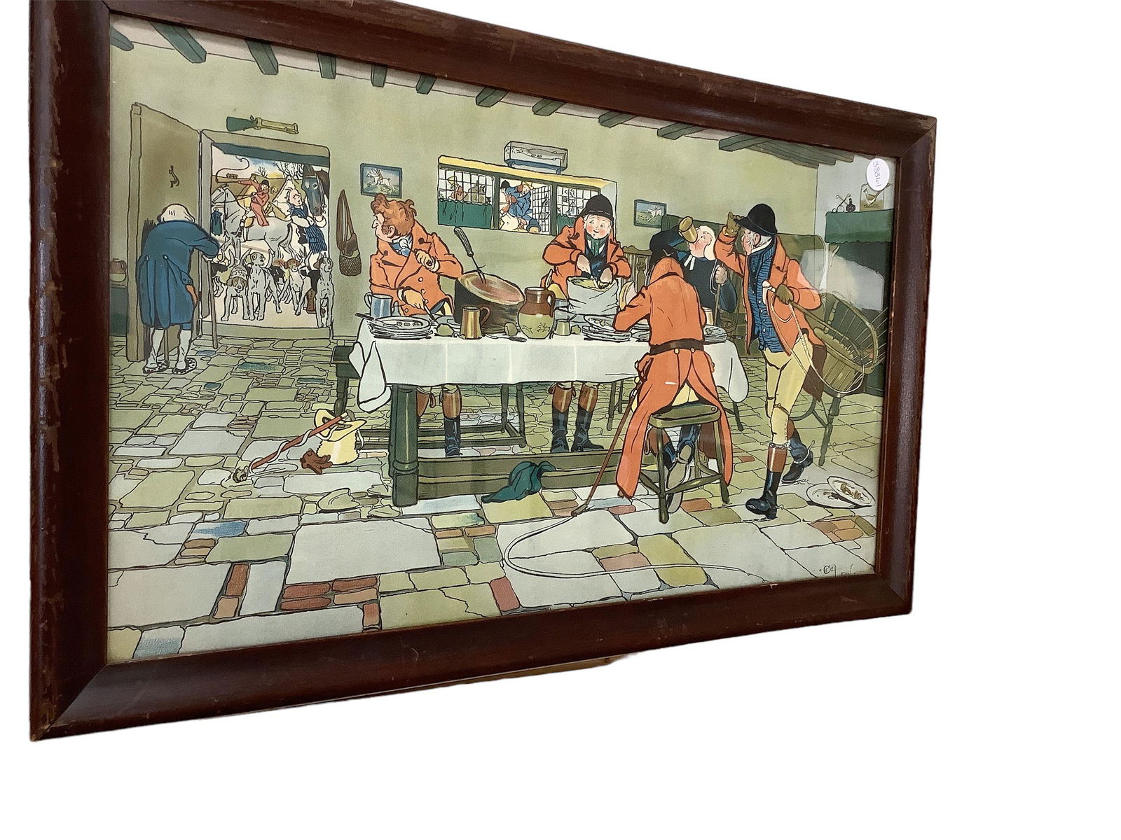 Cecil Aldin "The Fallowed Field Hunt The Breakfast At The Three Pigeons" Chromolithograph (1 of 1)