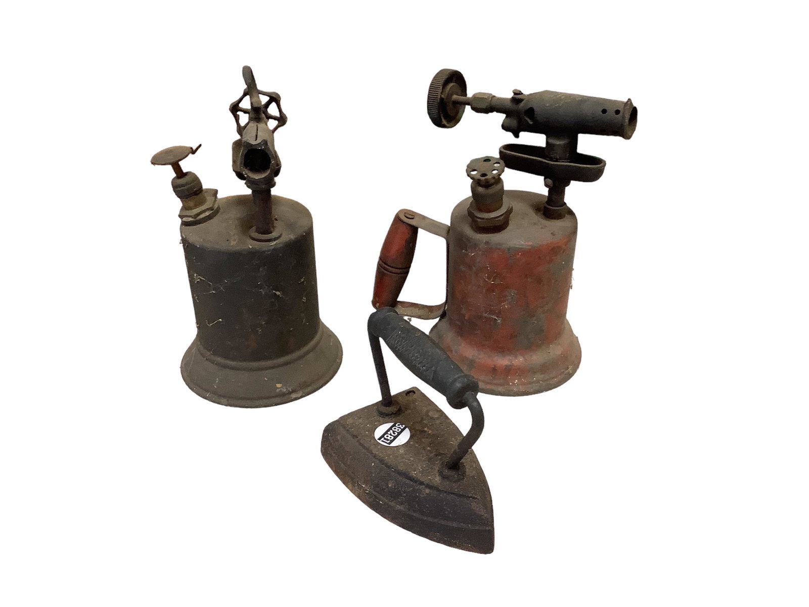Tools and Iron: Tools and Iron (2) Blow Torches and a 7 lb iron. See photo.