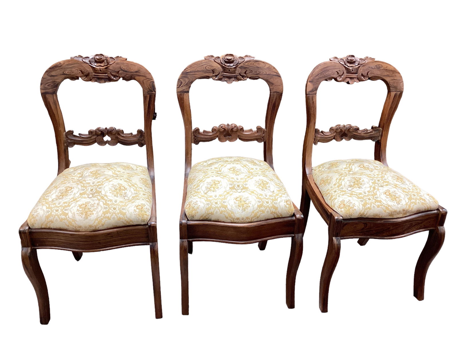 3 Victorian Side Chairs with Carved Rose Crest (1 of 1)