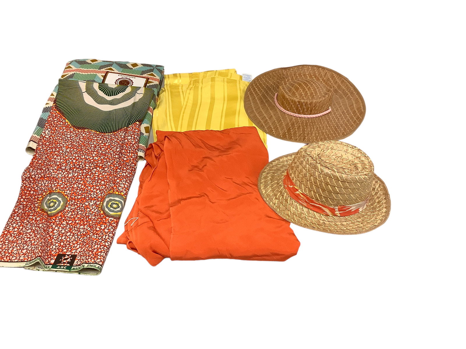 Fabric, Shower Curtain & 2 Straw Hats (1 of 1)