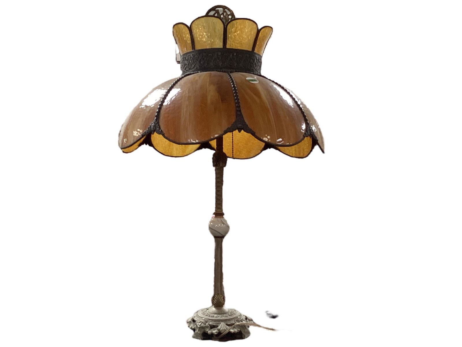 Tiffany Style Table Lamp with Slag Glass Shade (1 of 1)