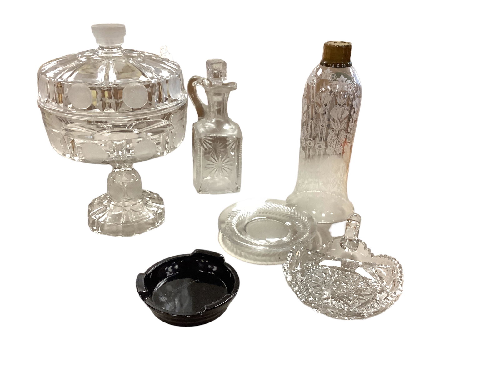 Variety of Glassware Including Coin Glass Compote (1 of 1)