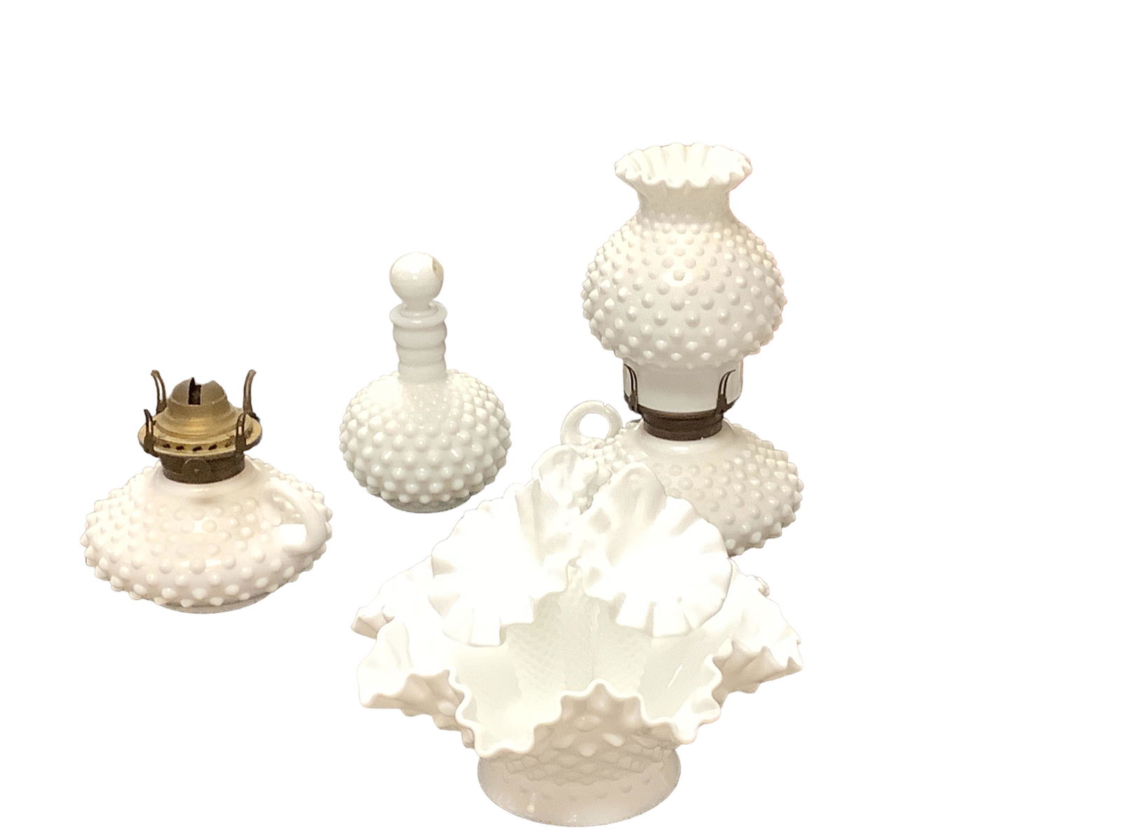 Hobnail Milk Glass Ware (1 of 2)