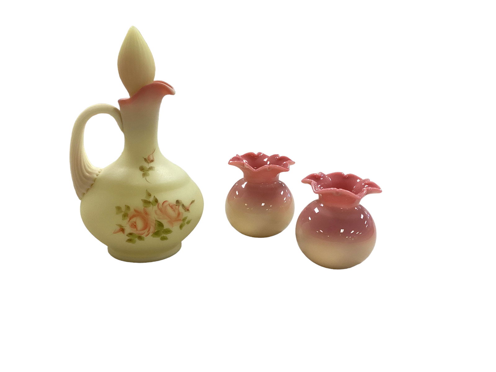 (3) Burmese Art Glass Pieces (1 of 1)