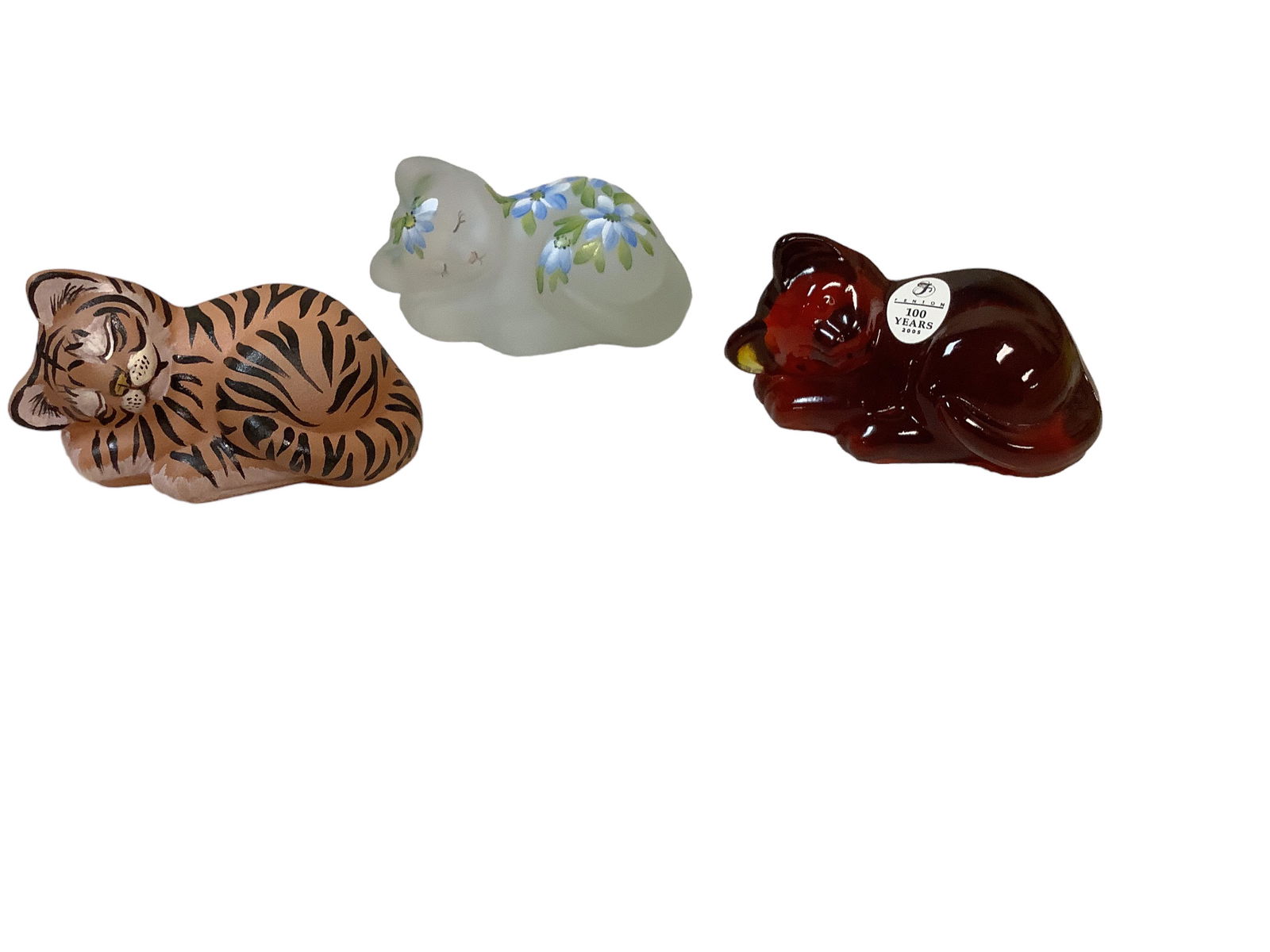 Fenton Glass Sleeping Cat Figurines (1 of 2)