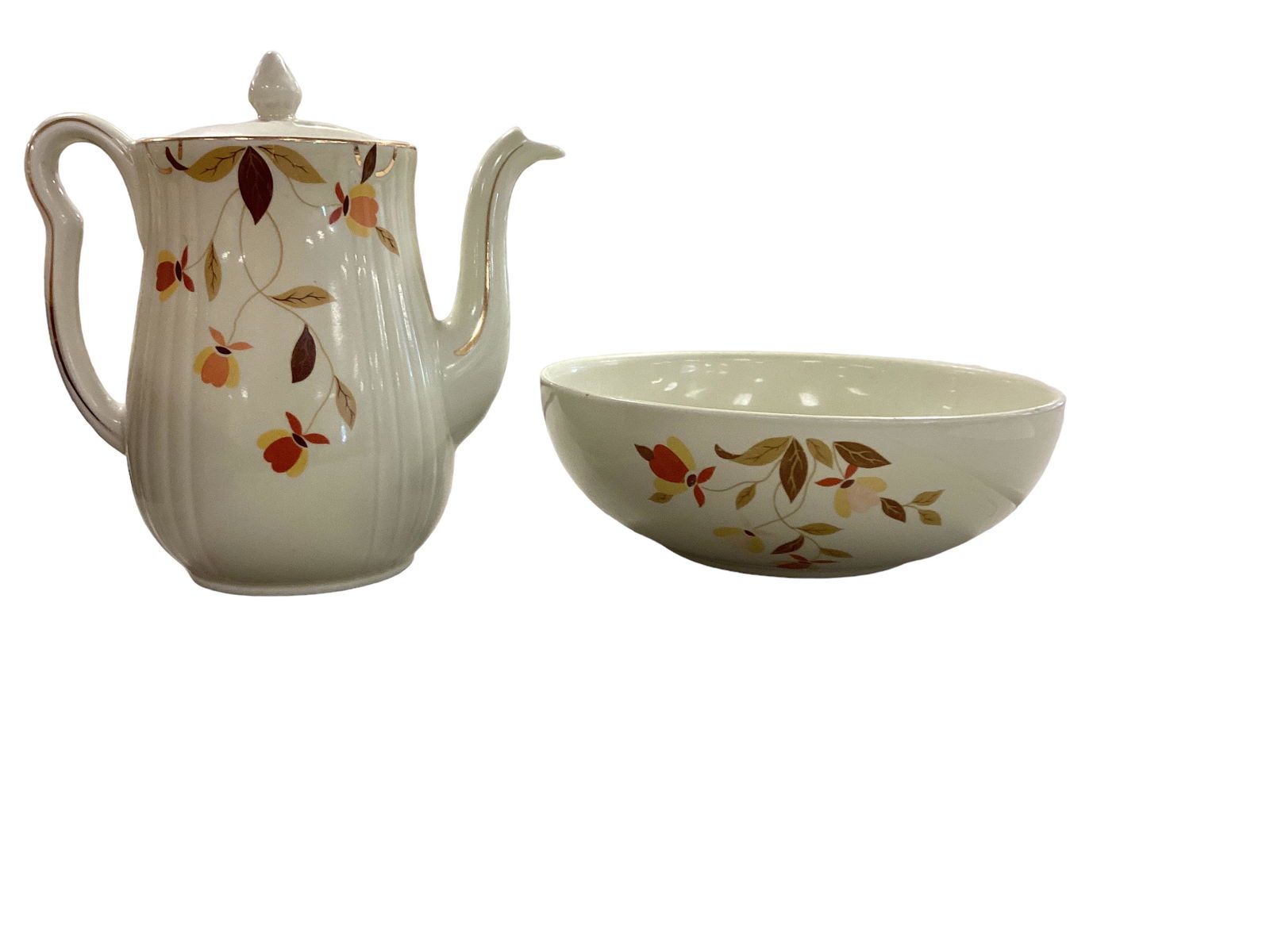 Hall Jewel Tea Autumn Leaf 9 Cup Coffee Pot & 9î Serving Bowl (1 of 1)