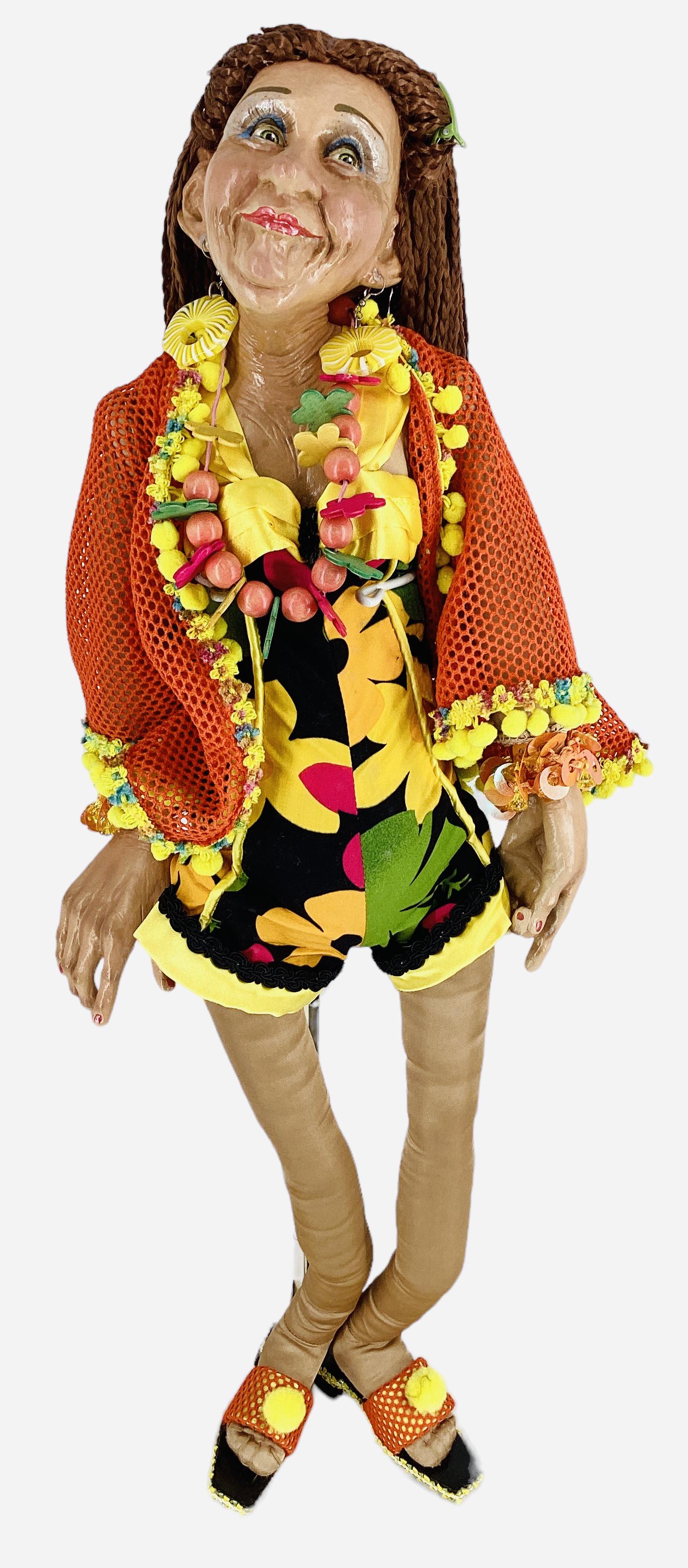 Artist designed "Surfin Mae" by Wayne M. Kleski: Artist designed "Surfin Mae" by Wayne M. Kleski 31" character doll made for Katherine's Collection at Silver Lake, has molded and painted resin head, chest and hands, braided hair, applied eyelashes, 