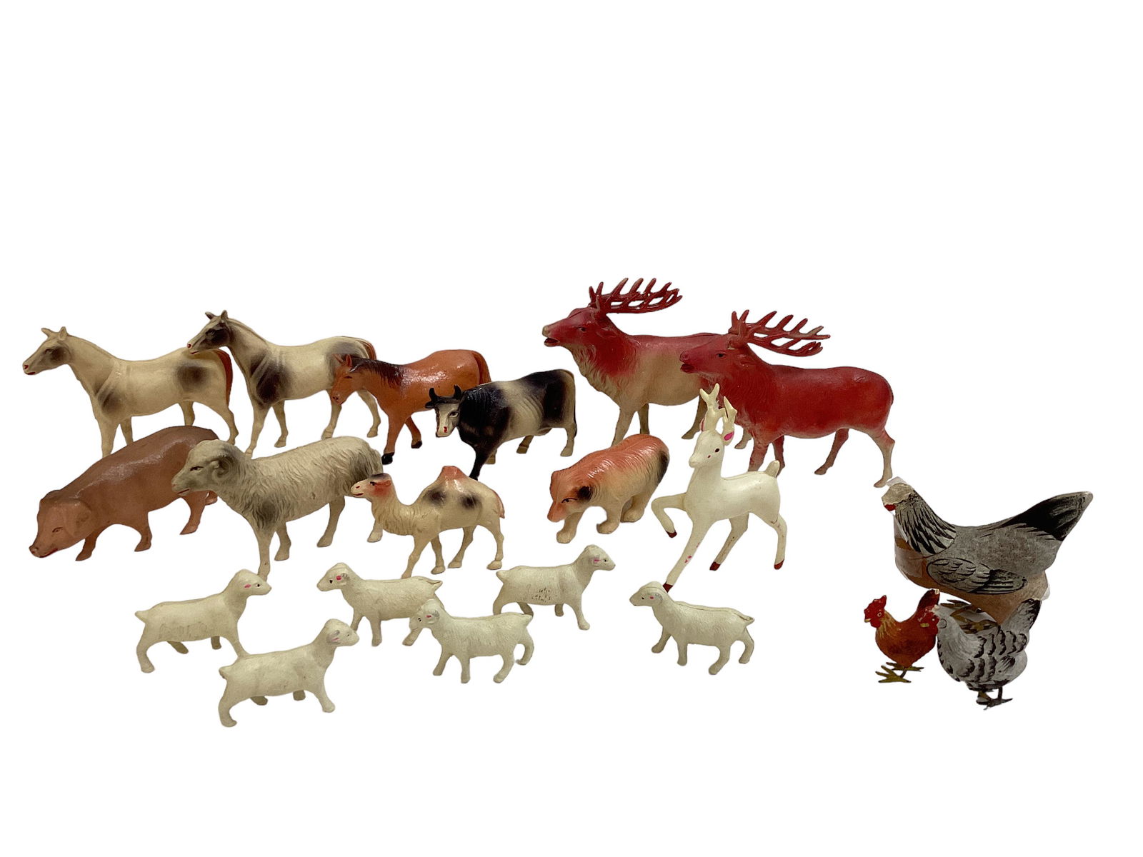 17 Celluloid Animals, 3 Paper Mache Chickens (1 of 12)