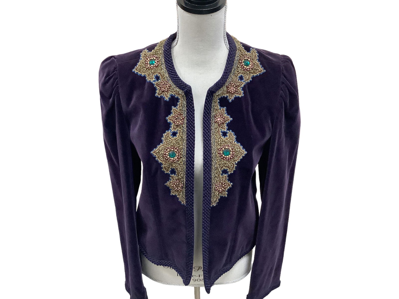 Vintage Jacket: Vintage Jacket Size (40 - EU) created in West Germany SRB by ESCADA, soft purple exterior - velvet like, featuring woven elements and beaded designs.