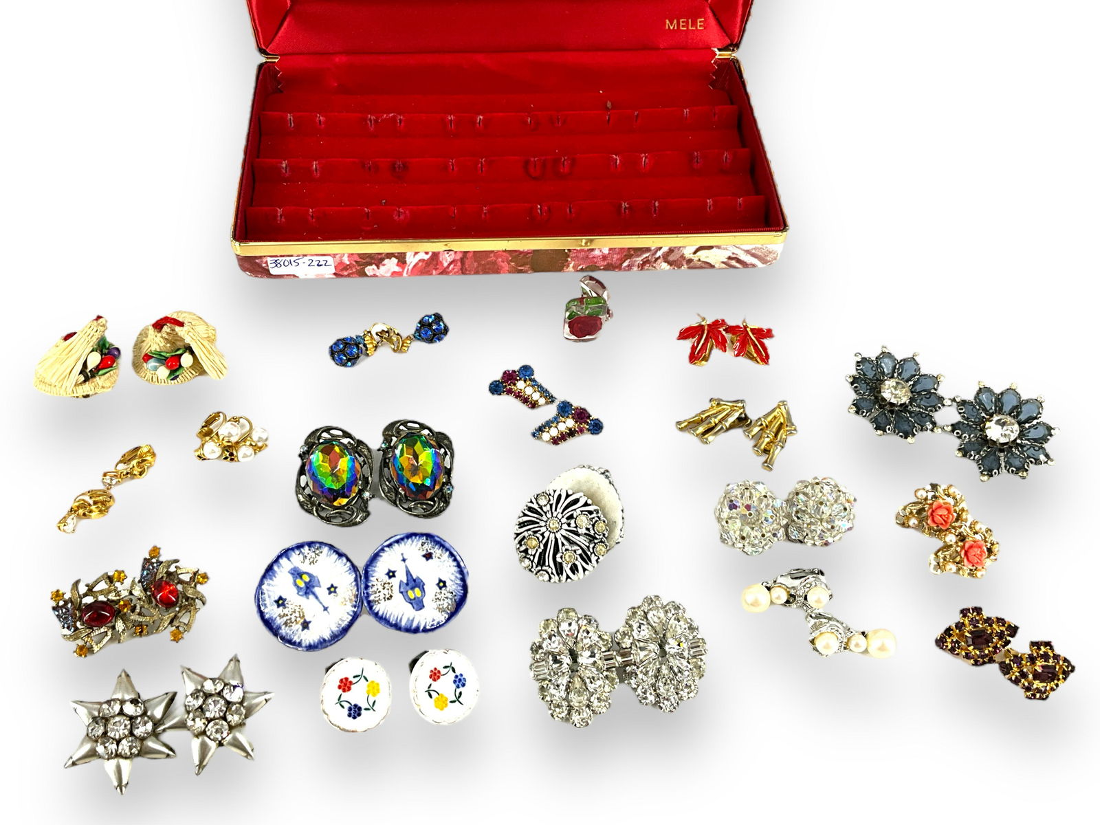 Vintage Clip Back Earring Group, Includes Porcelain Pair (1 of 4)