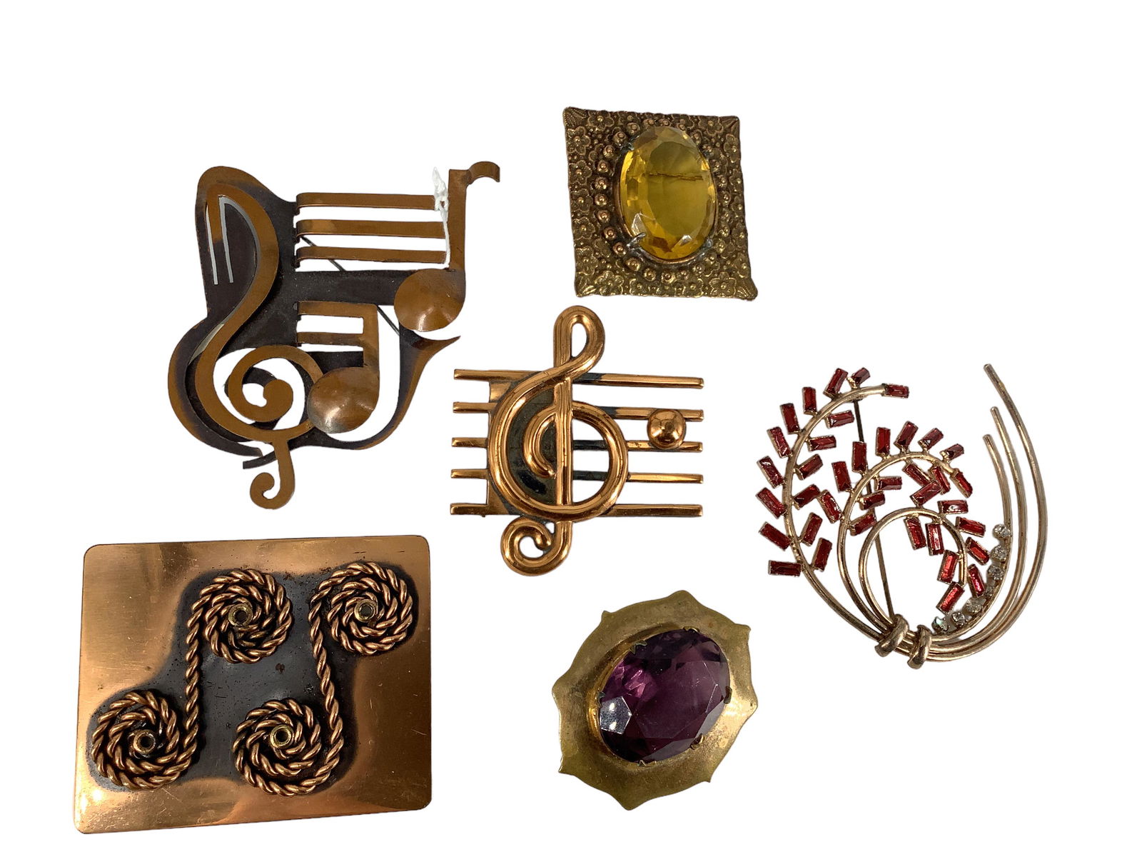 Six Vintage Copper Brooches, Some Signed Pieces (1 of 10)