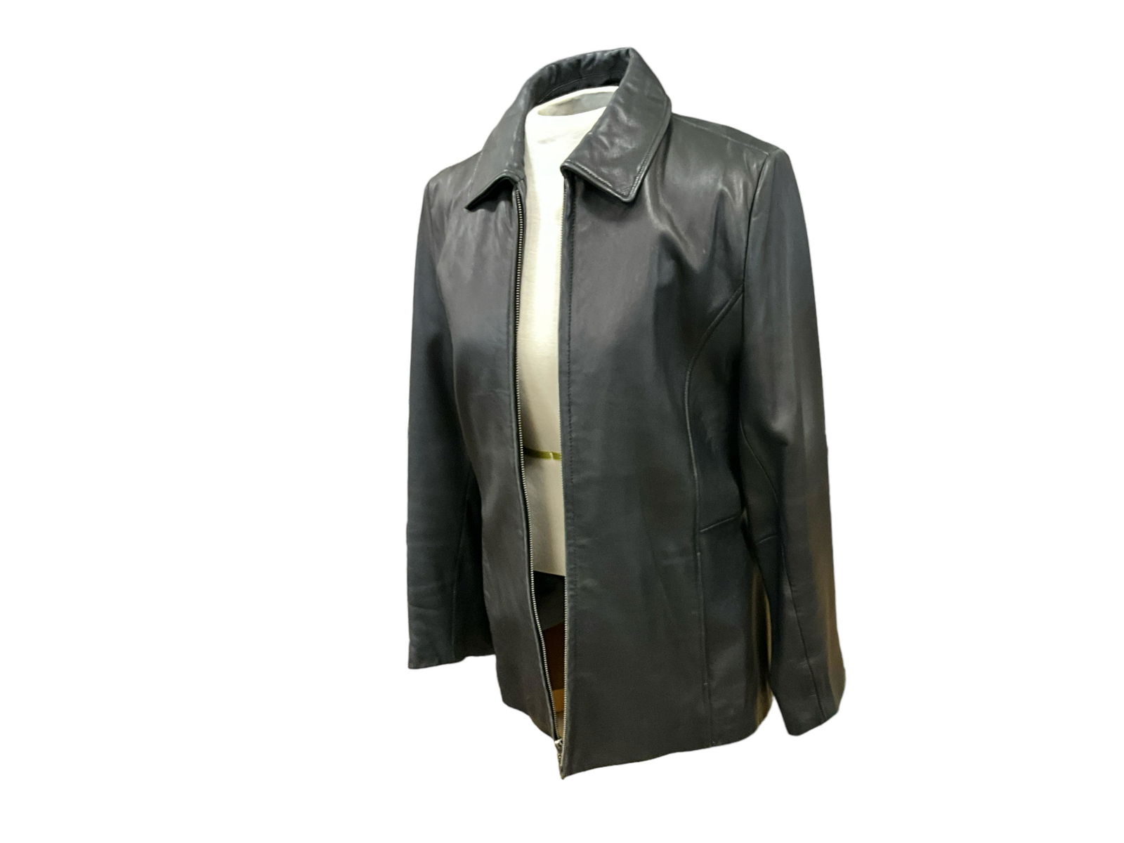 Liz claiborne black leather jacket sale