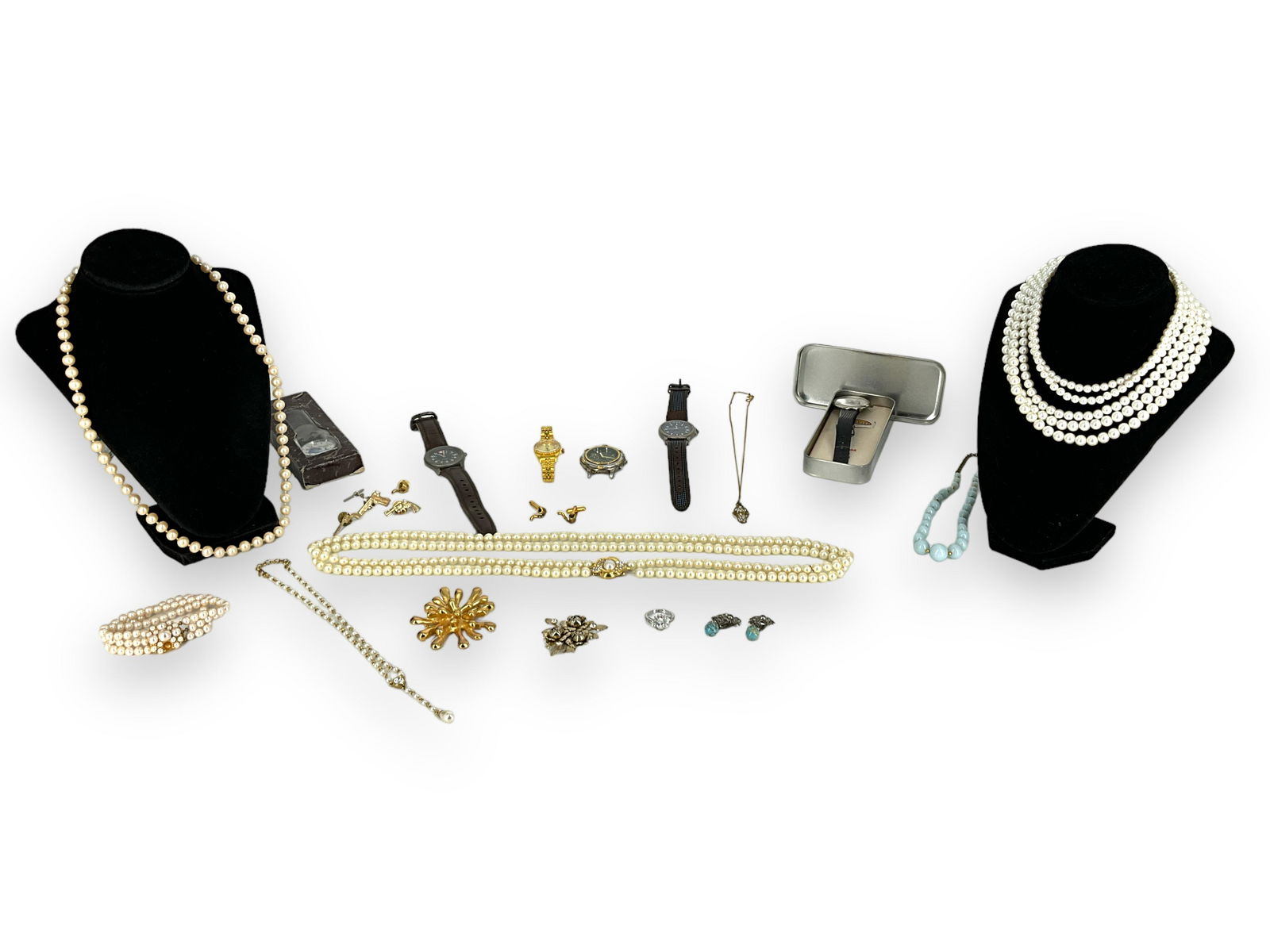 Colt Gun Tack Pins, Christian LaCroix Brooch, Fashion Watches by Wenger, Guess, Gruen and More: Colt Gun Tack Pins, Christian LaCroix Brooch, Fashion Watches by Wenger, Guess, Gruen and More Large eclectic lot has 6 fashion watches (not tested) including Fossil, Wenger and more, several faux pea