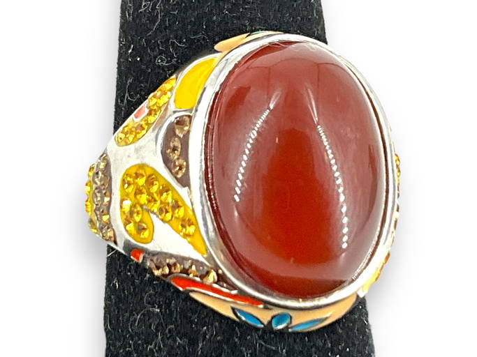 David Sigal Enameled Sterling Silver Ring