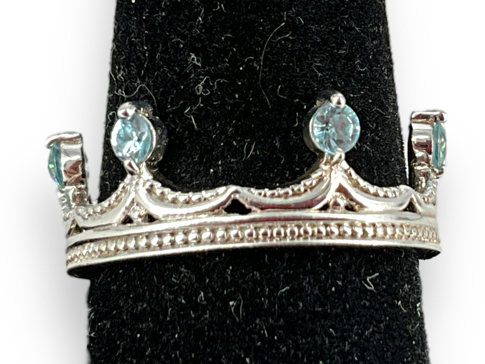 Sterling Silver & Blue Topaz Crown Ring (1 of 3)
