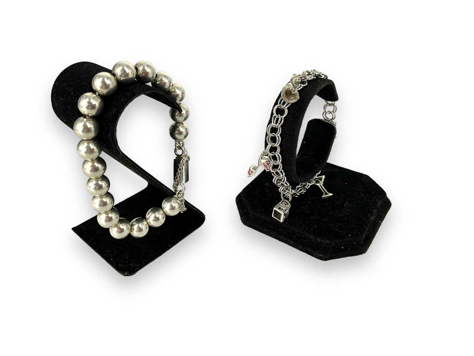 Darling Silver Charm Bracelet and Silver Bead Bracelet (1 of 5)