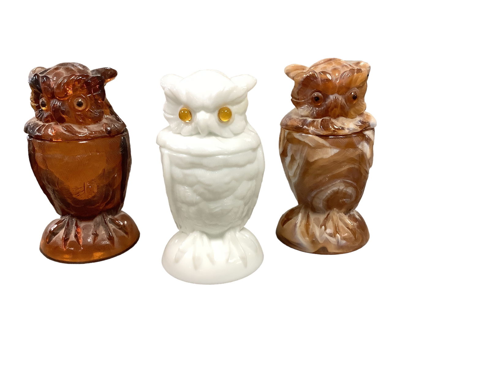Imperial Art Glass Figural Owl Candy Dishes (1 of 1)