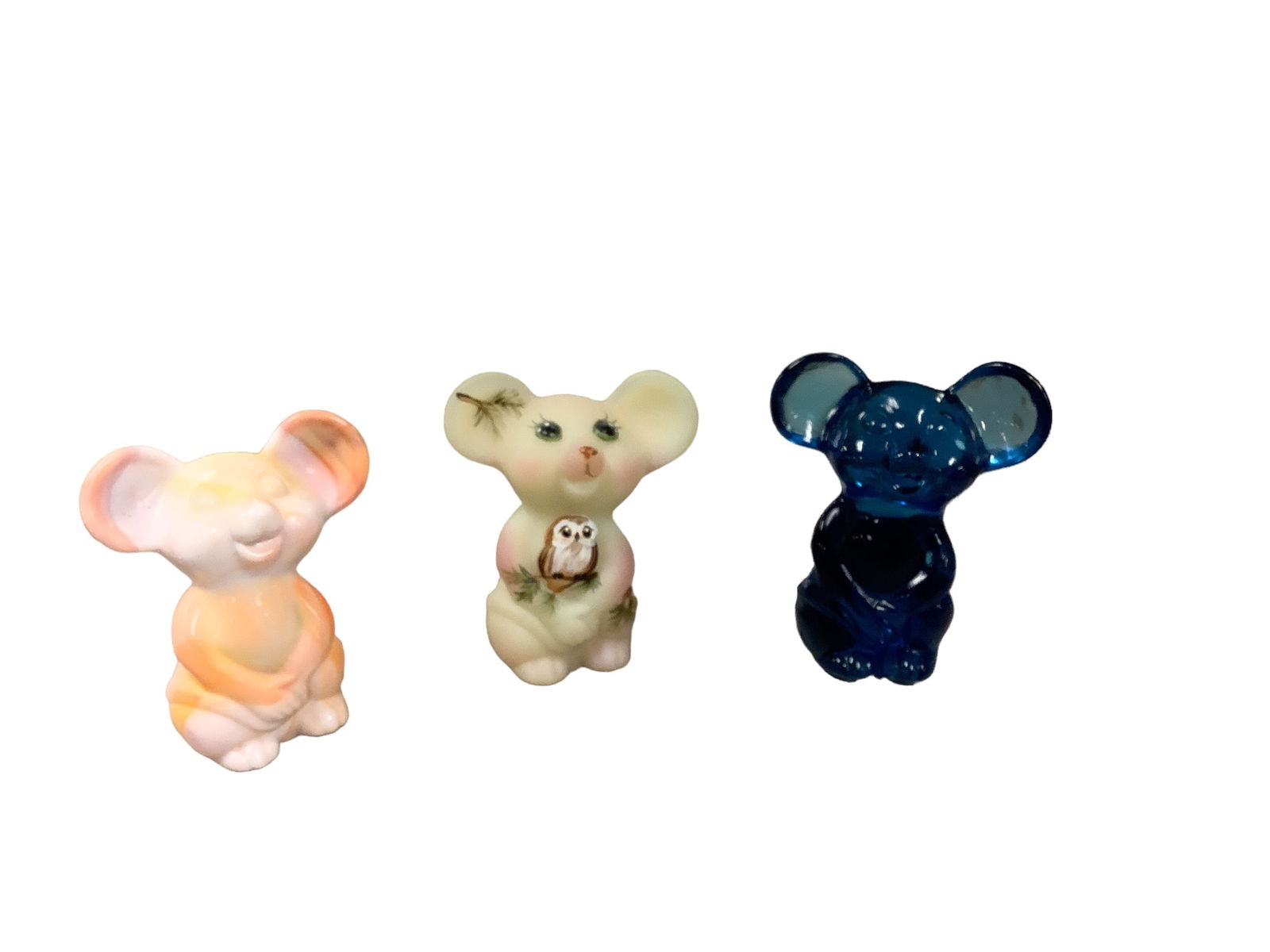Fenton Glass Mice: Fenton Glass Mice Lot of 3. (1) hand painted - 3î tall.
