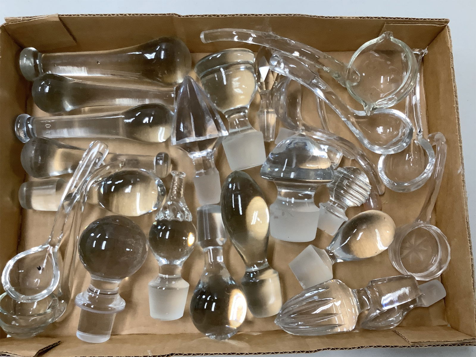 Box of Assorted Larger Glass Bottle Stoppers, Ladles, Pestles (1 of 3)