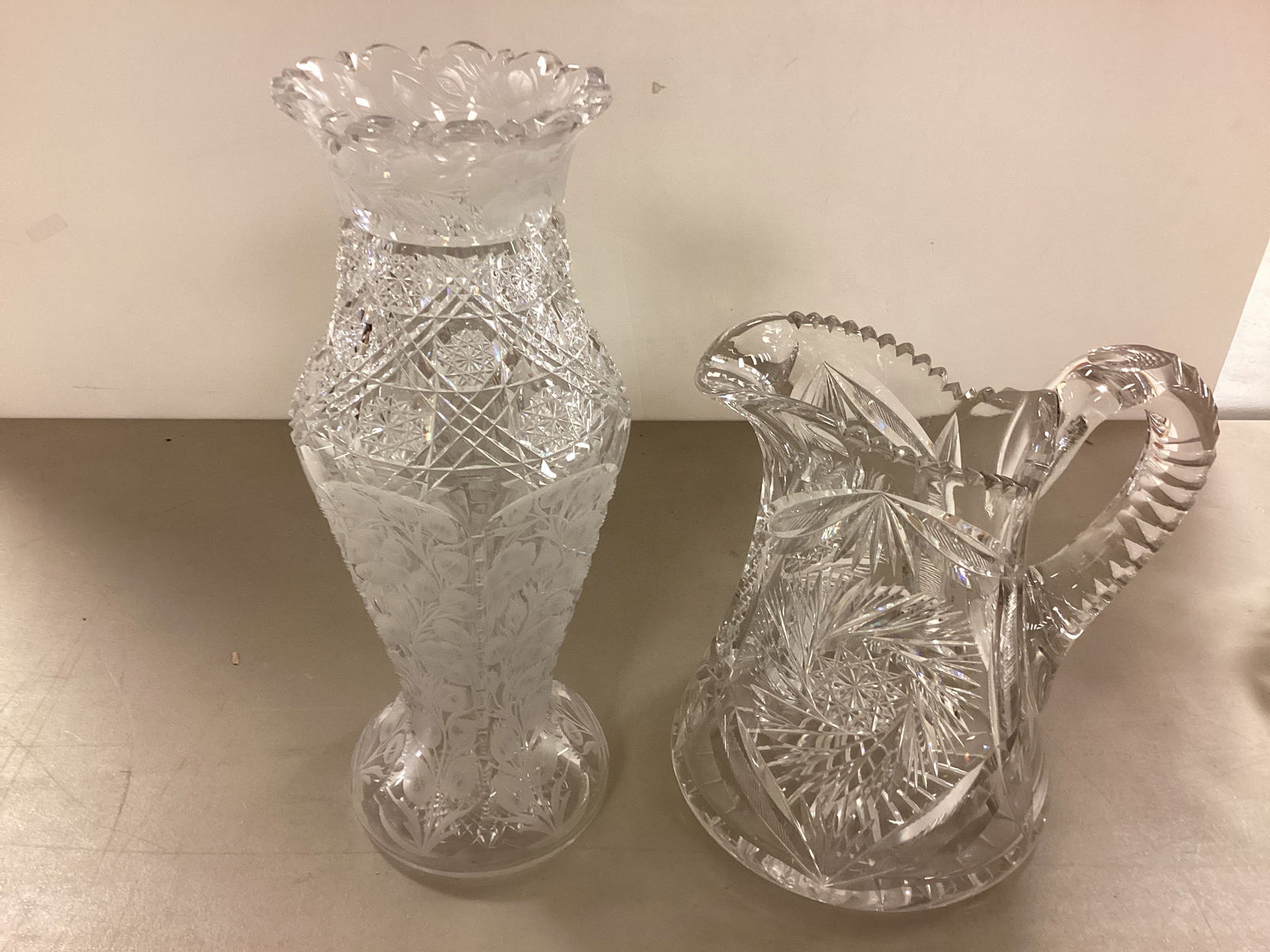 Brilliant Cut Glass Vase, Pitcher, Cream & Sugars, & Bowls (1 of 2)