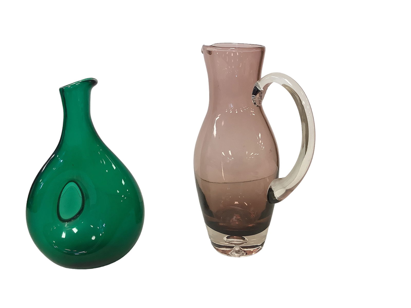 Amethyst Pitcher and Green Hand Blown Vase (1 of 1)