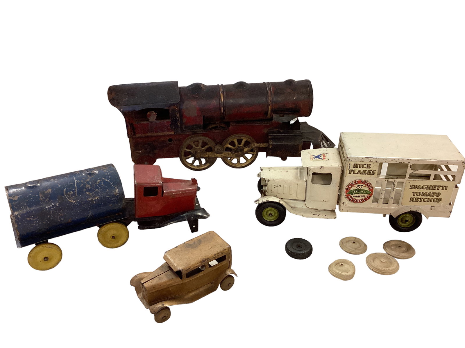 Lot Of Pressed Steel Metal Toy Trucks and Train Engine (1 of 3)