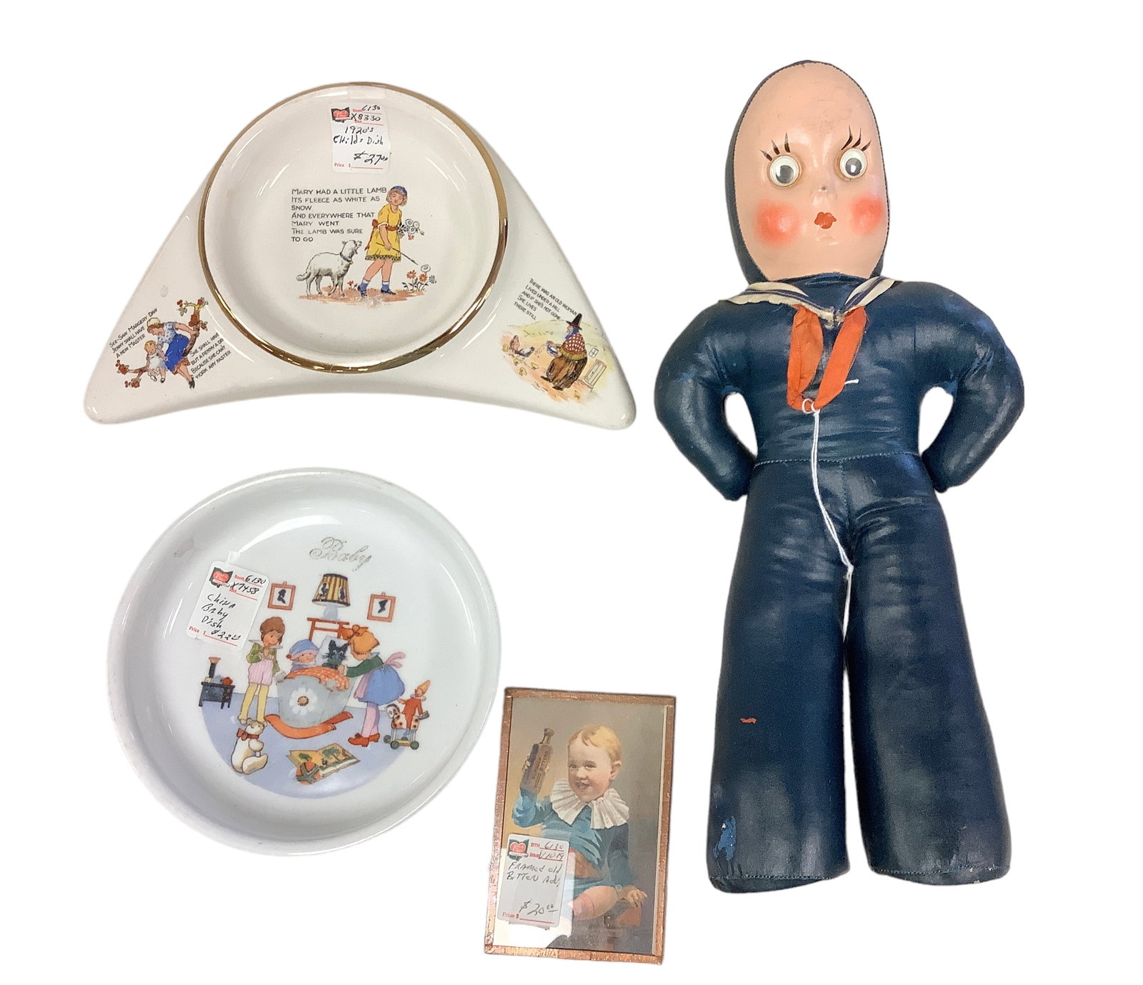 Vintage Childís Dishes, Doll and Small Advertising. (1 of 1)
