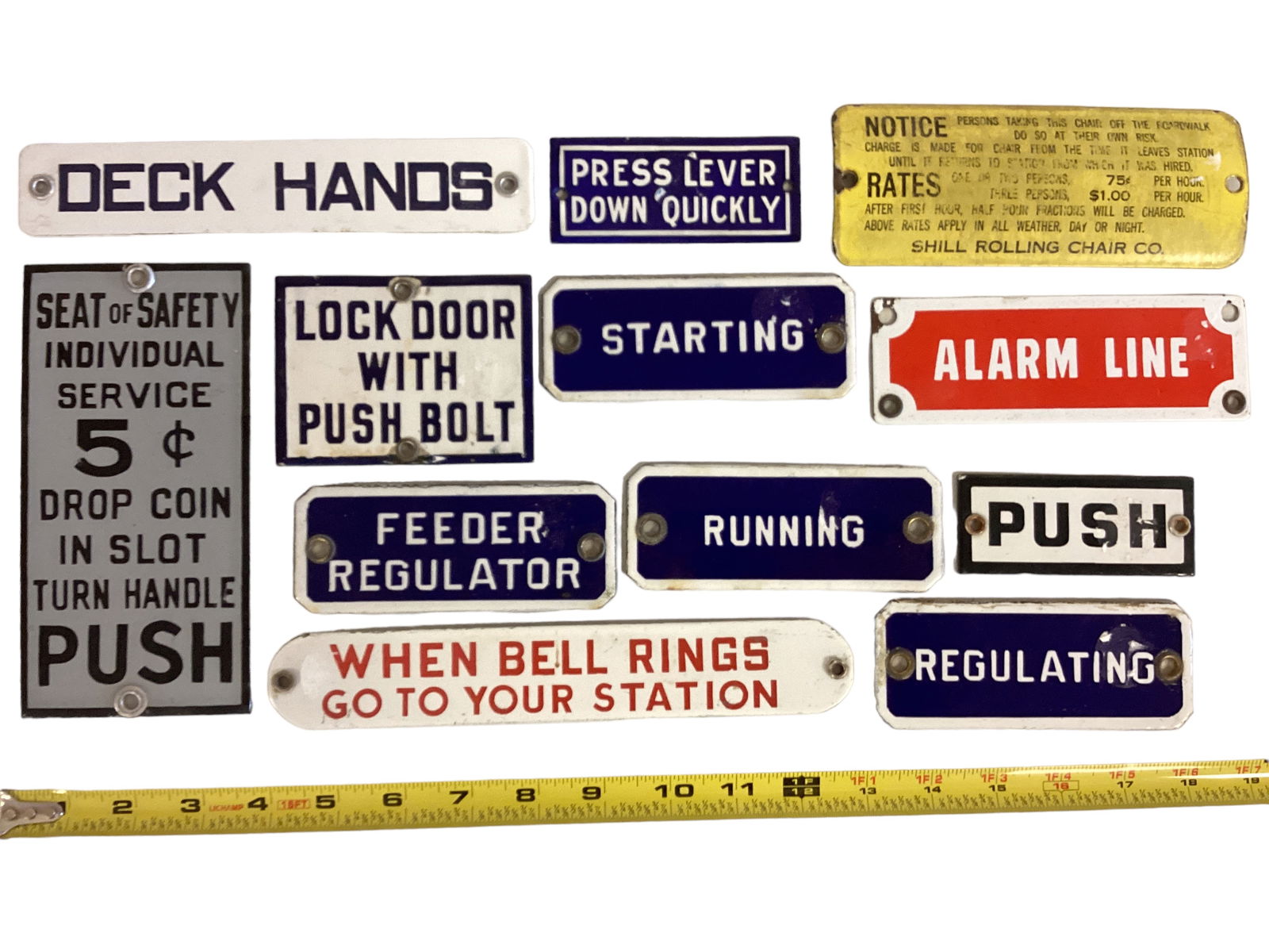 12 small metal signs (1 of 2)