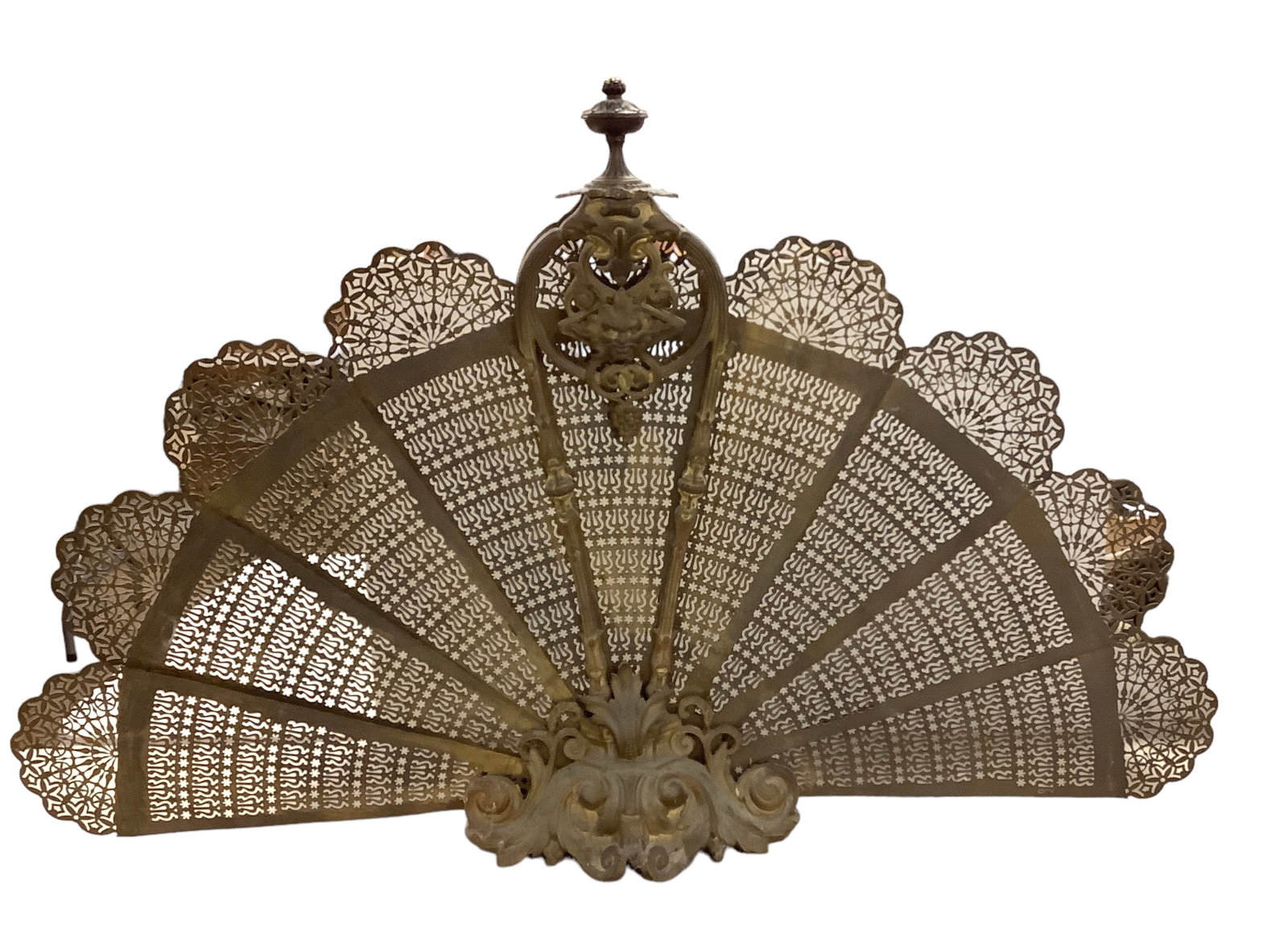 Beautiful Antique Brass Peacock Fireplace Screen (1 of 5)
