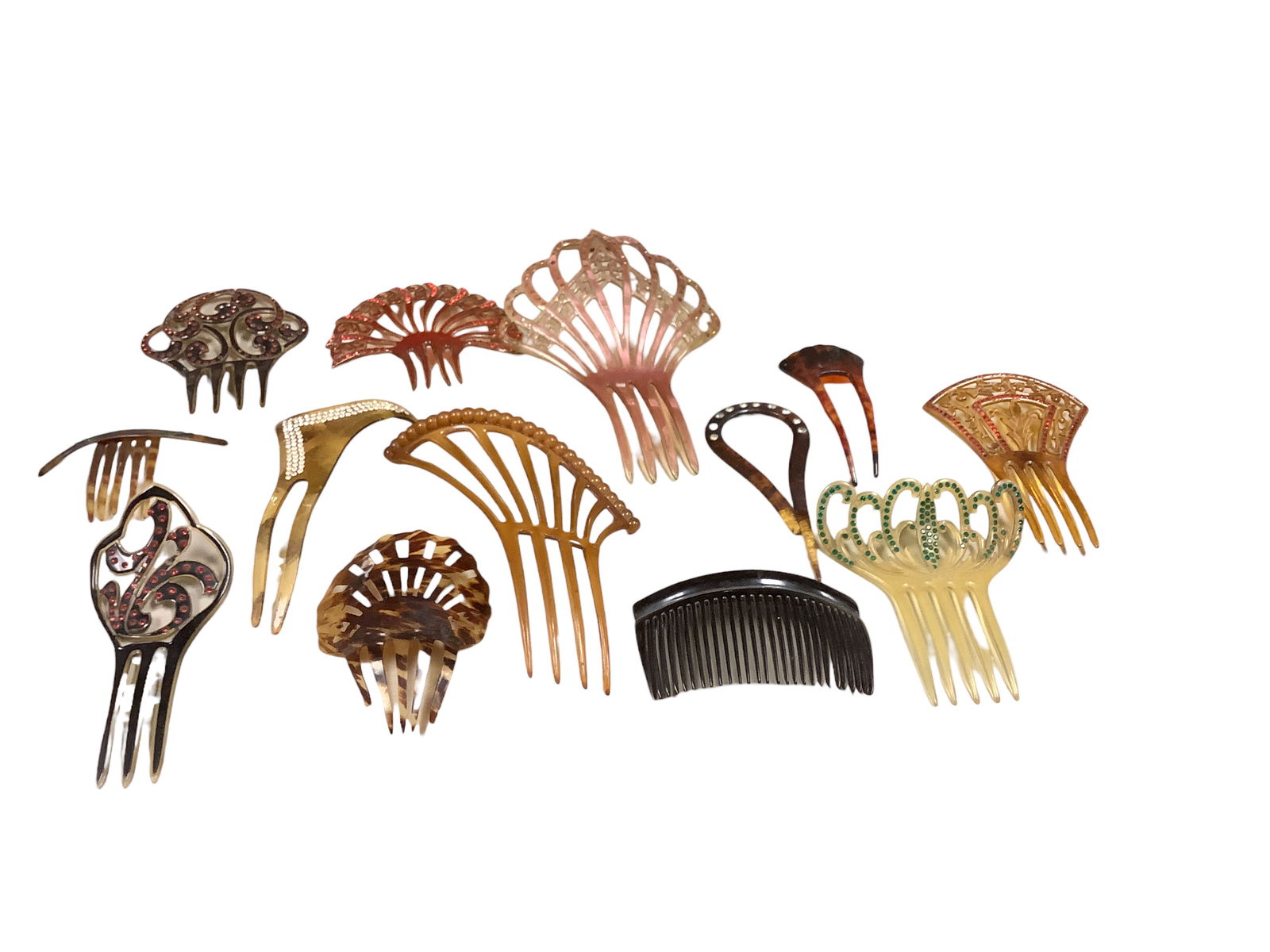Group Of 14 Antique Hair Combs Auction