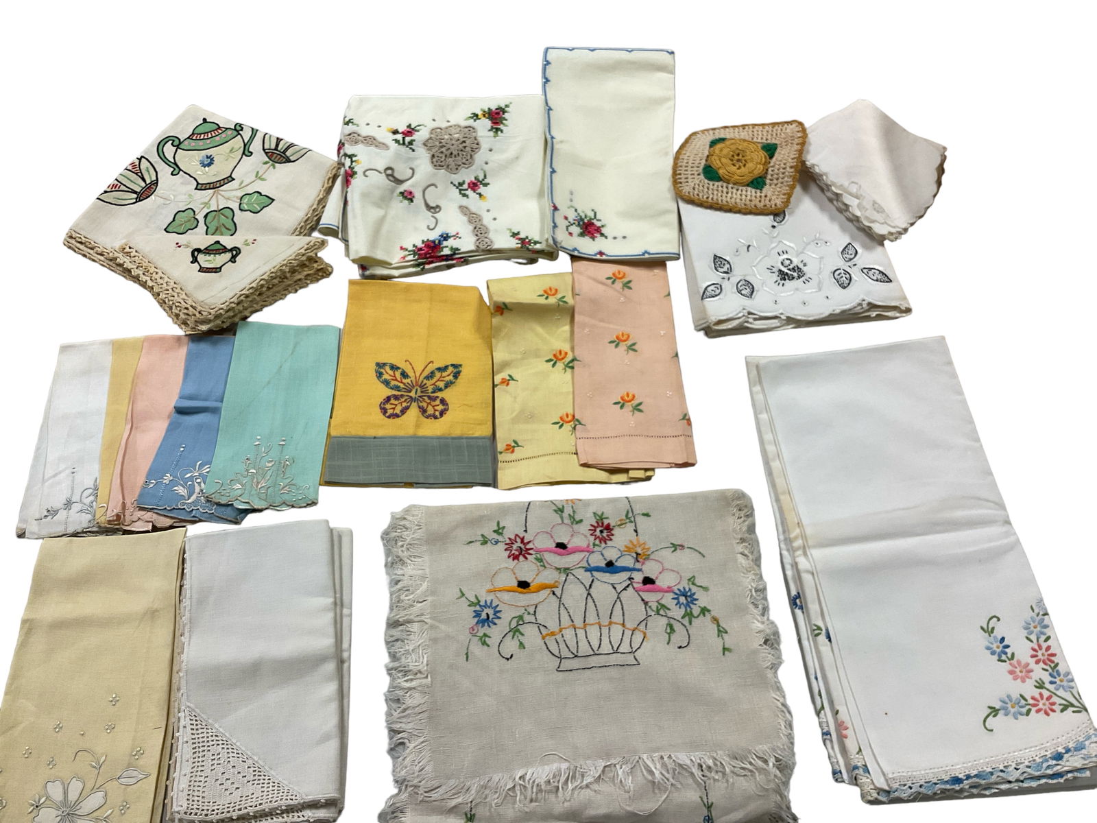 Embroidered items, napkins, small table cloth, small runner and pillow cases (1 of 5)
