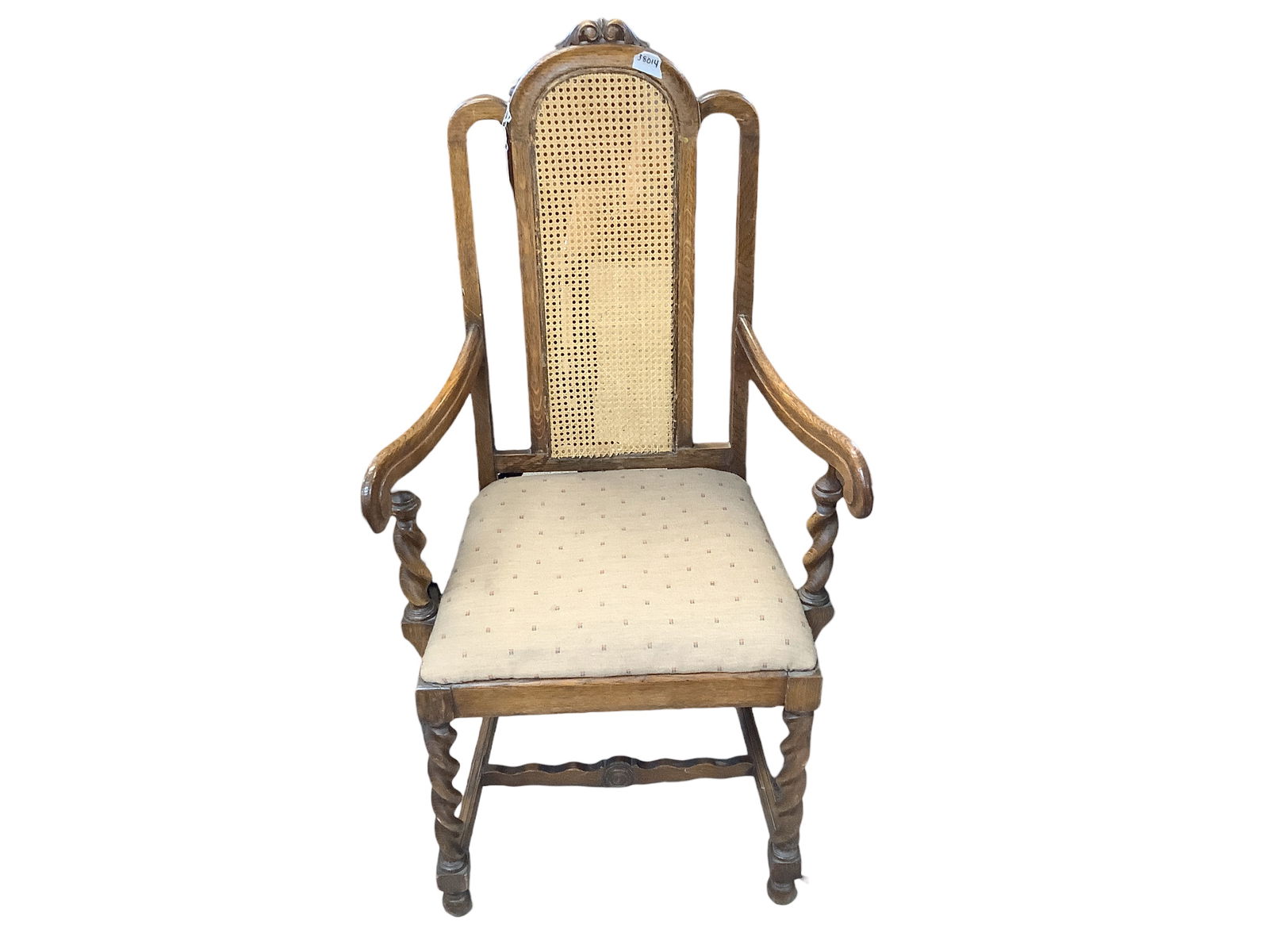 Oak Rope Turned Arm Chair With Cane Back (1 of 1)
