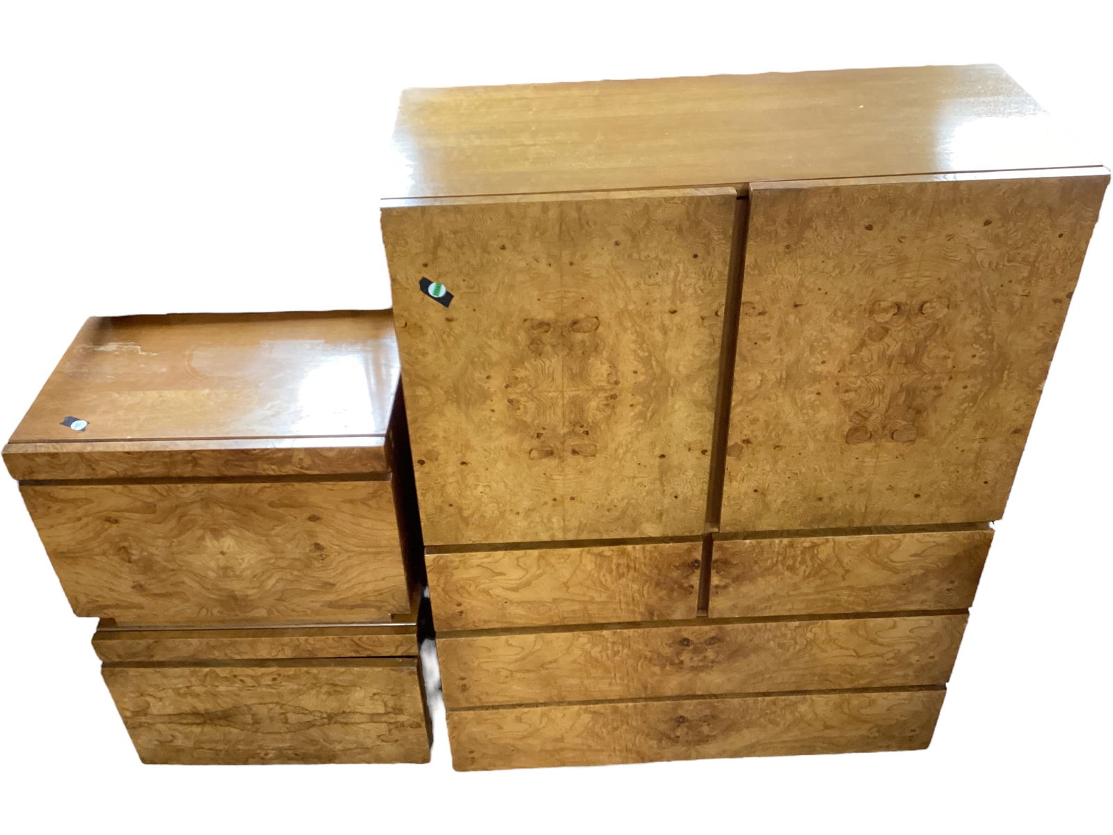 (5) Piece Mid Century Modern Burled Finish Bedroom Set (1 of 2)