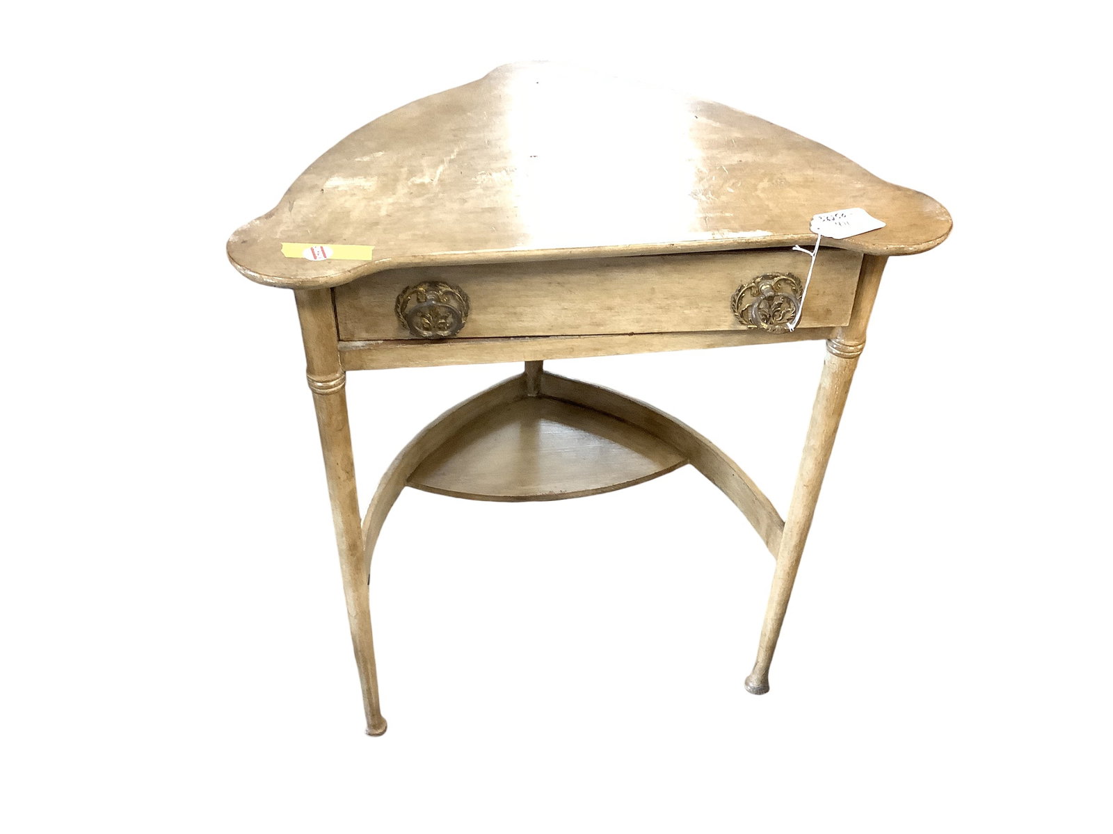 Triangle Rotating Side Table: Triangle Rotating Side Table The drawer does not pull out but rotates. The table measures 27î W x 19 1/2î D x 29î H