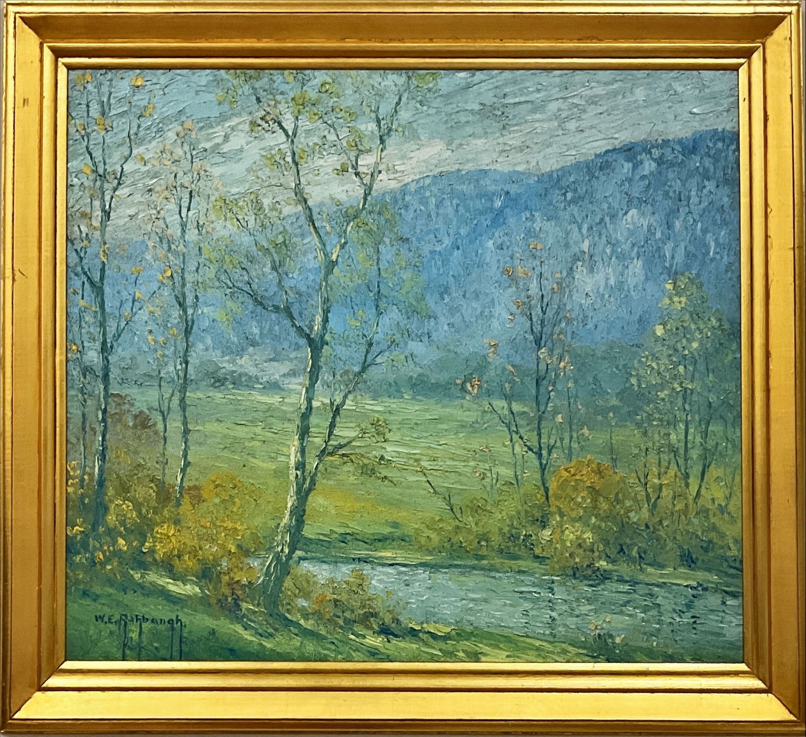 Walter Ashbaugh, Ohio 1875-1969, Landscape in Spring Tones, Oil on board, 31 x 37 in. (78.7 x 94 (1 of 2)