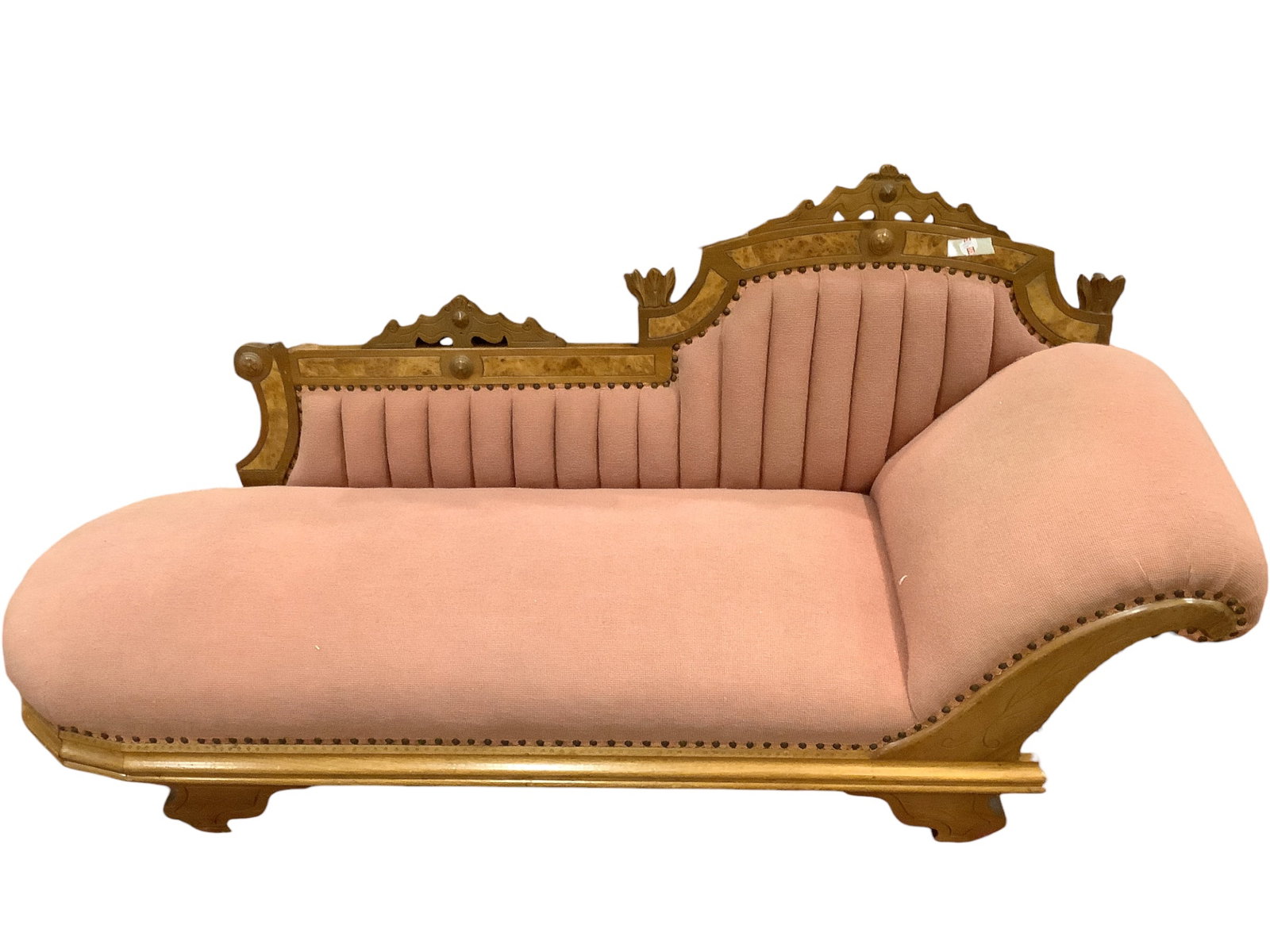 Walnut Victorian Chase Lounge: Walnut Victorian Chase Lounge With nailhead trim. 70î long.