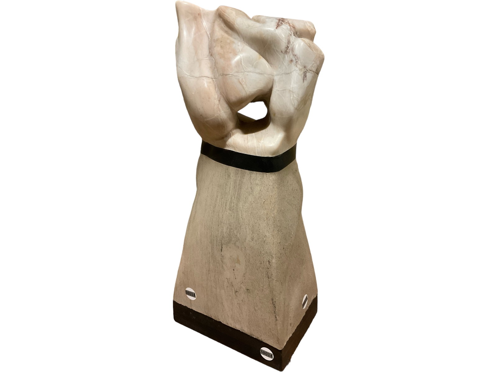 Mid Century Modern Marble Abstract Sculpture: Mid Century Modern Marble Abstract Sculpture 22.5î tall. With black marble base.