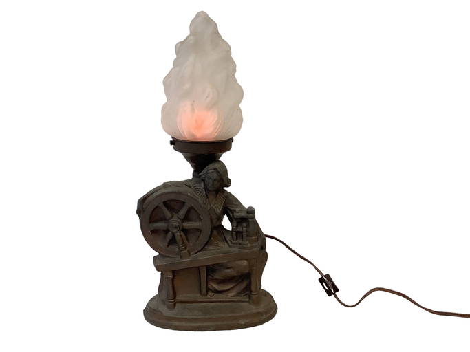 507 Pittsburgh Art Deco Metal Spinster Lamp With Glass Ìflameî Shade