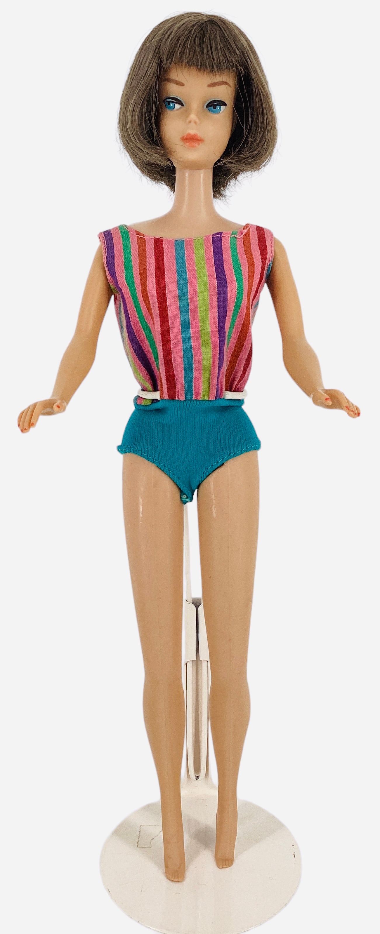 BRUNETTE AMERICAN GIRL BARBIE: BRUNETTE AMERICAN GIRL BARBIE Long Hair Silver Brunette American Girl - low color - full coral lips - thick hair - tight hips - knees click - no pricks