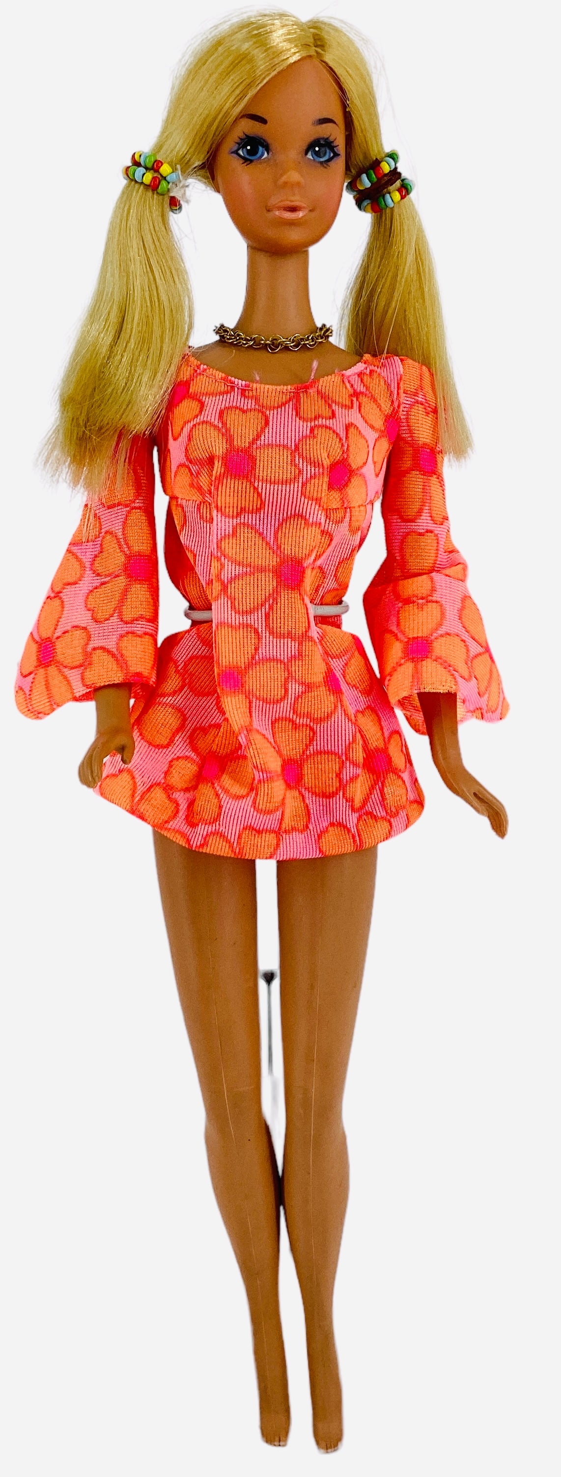 TNT MALIBU PJ: TNT MALIBU PJ TNT Malibu PJ wearing her original beads in her long blond sun-streaked pigtails, big beautiful blue eyes, legs bend and wearing Talking PJ's pink/orange dress and pink underwear and she